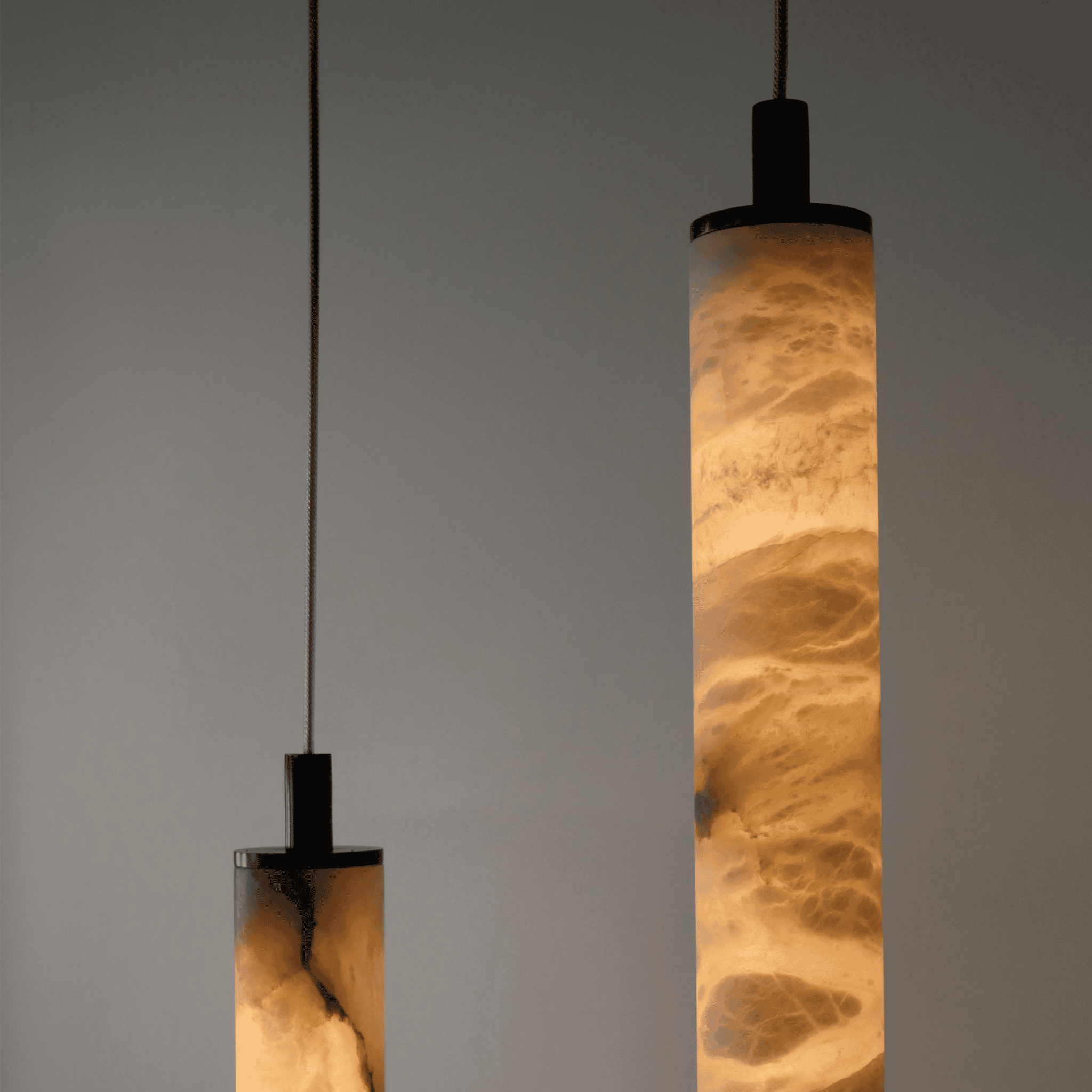 Black Natural Stone Pendant Light – Nordic Style, Ceiling Fixtures, Kvart Cylinder