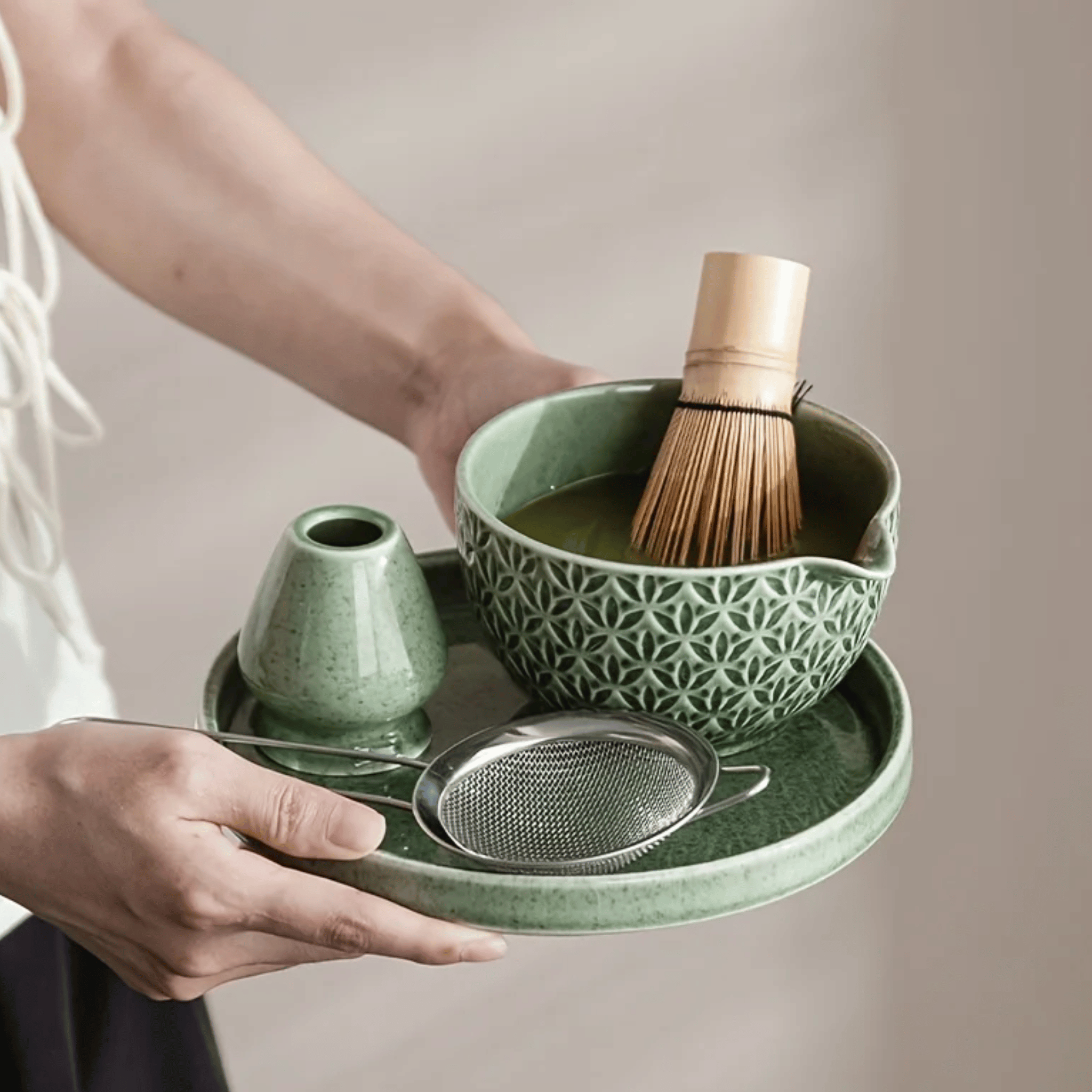 Japanese Ceramic Matcha Tea Set with Bamboo Whisk, Sets, Kveld Tools