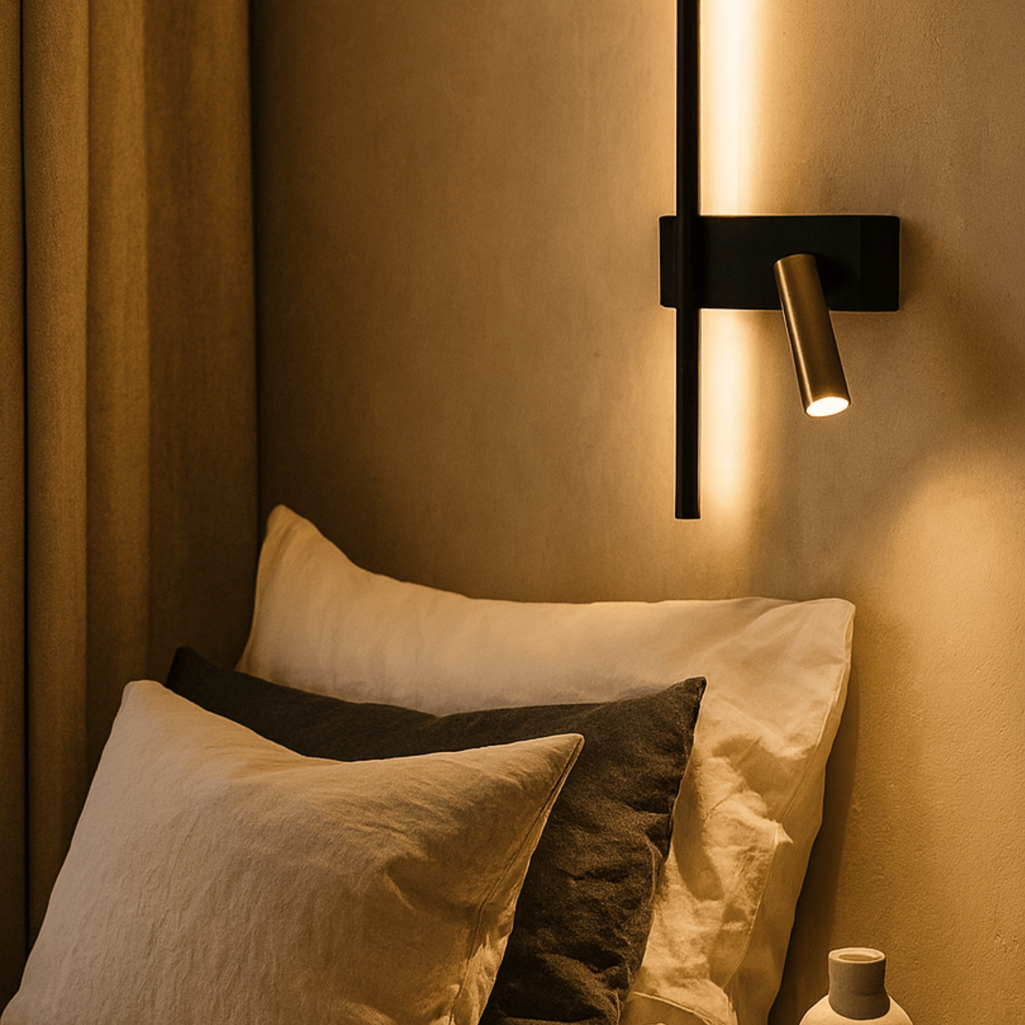 Kveld Scandinavian Iron Wall Sconce Warm LED Light, Left, Fixtures, Minimalist Nordic