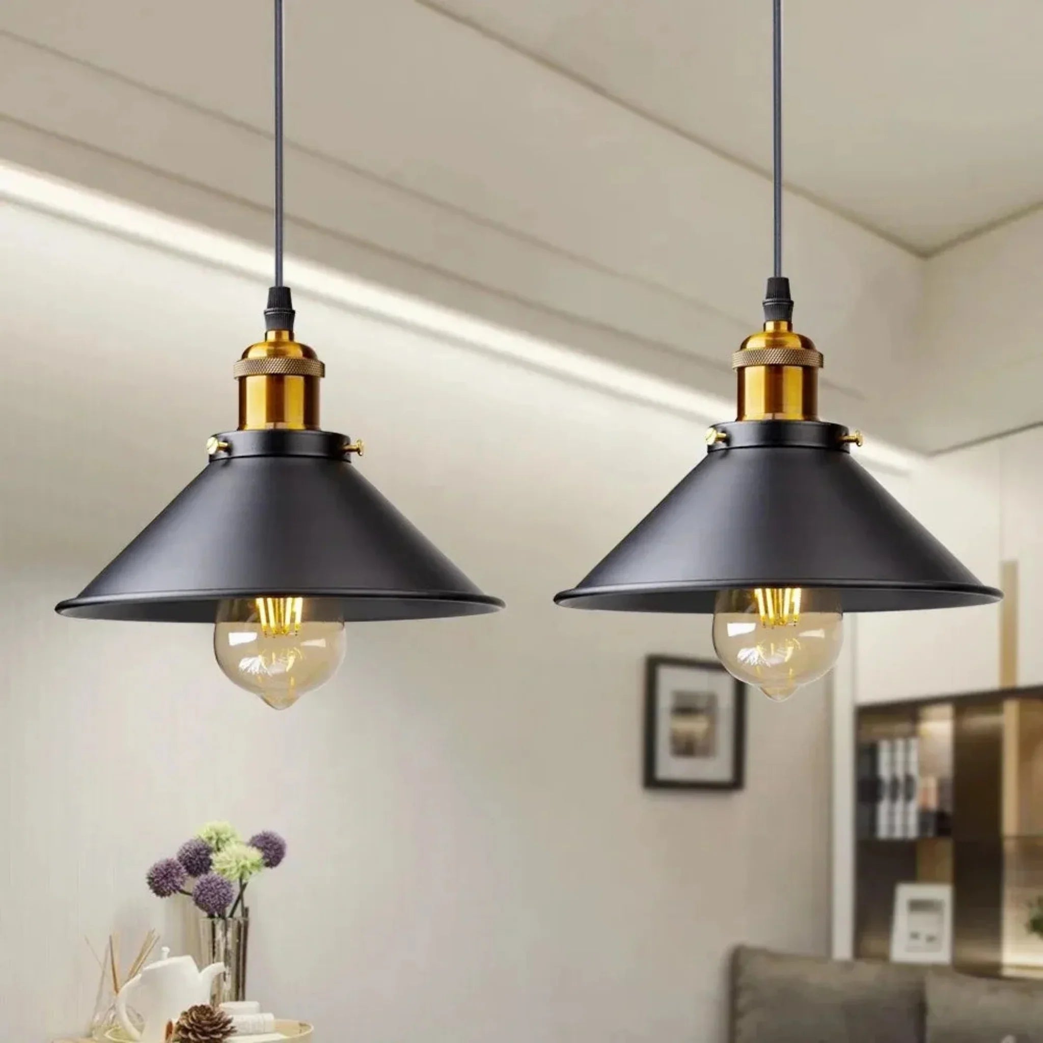 Kveld Industrial Iron Pendant Light Vintage Style, Ceiling Fixtures, Retro Lamp for Loft Spaces