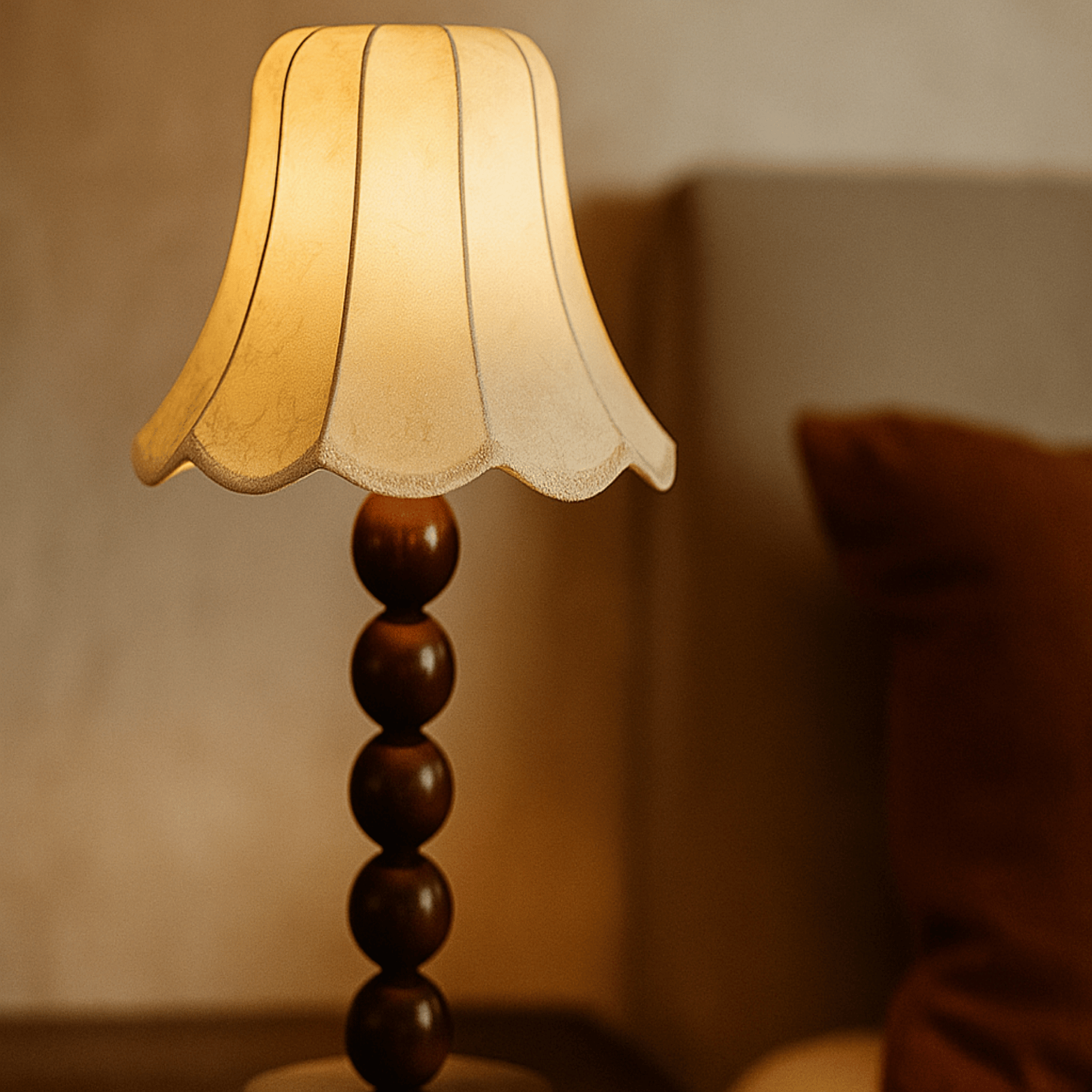 Kveld Nordic Mushroom Floor Lamp Warm Ambient Glow, Lamps, Scandinavian Walnut