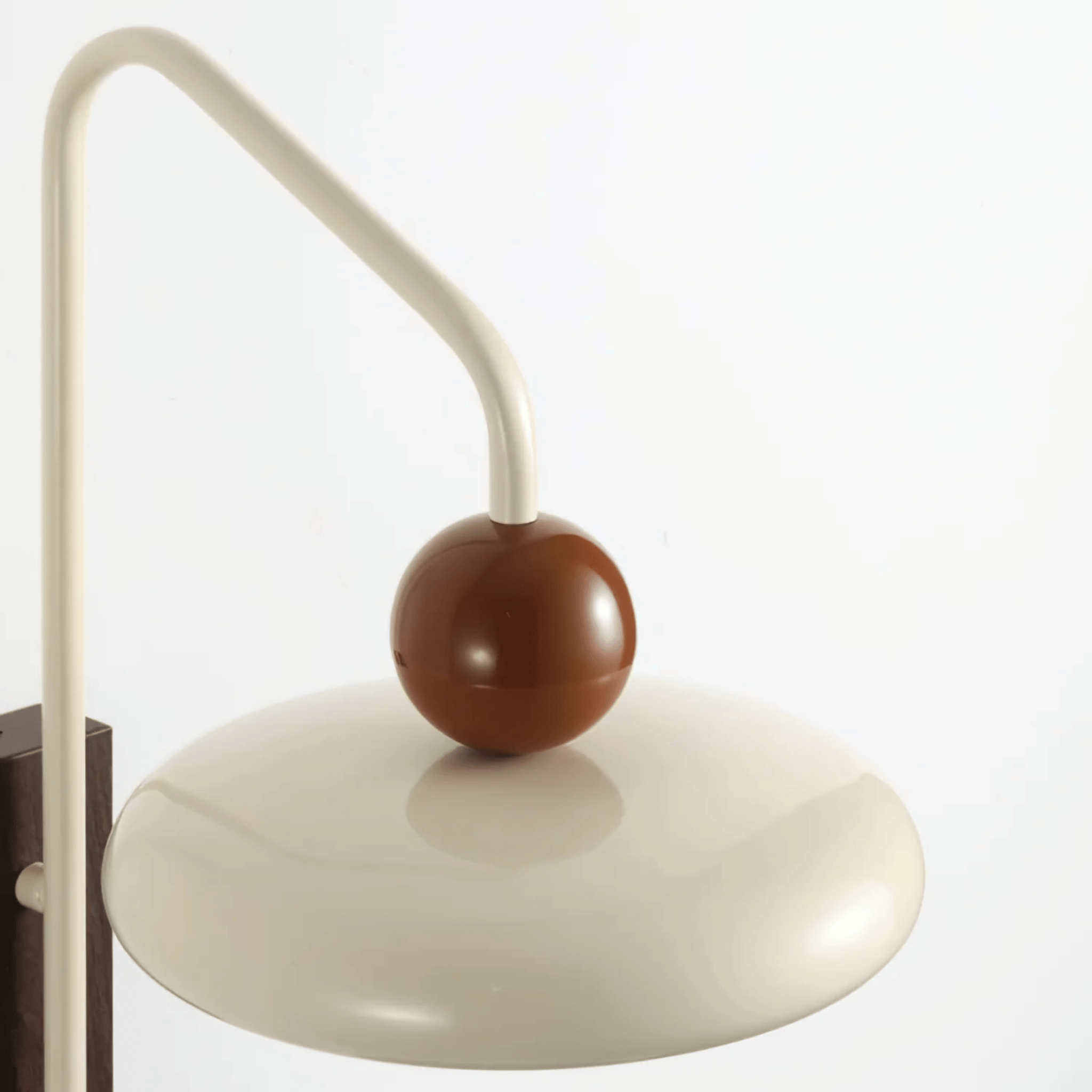 Modern White Wall Light with Dark Wood Base Sconce, Fixtures, Kveldra
