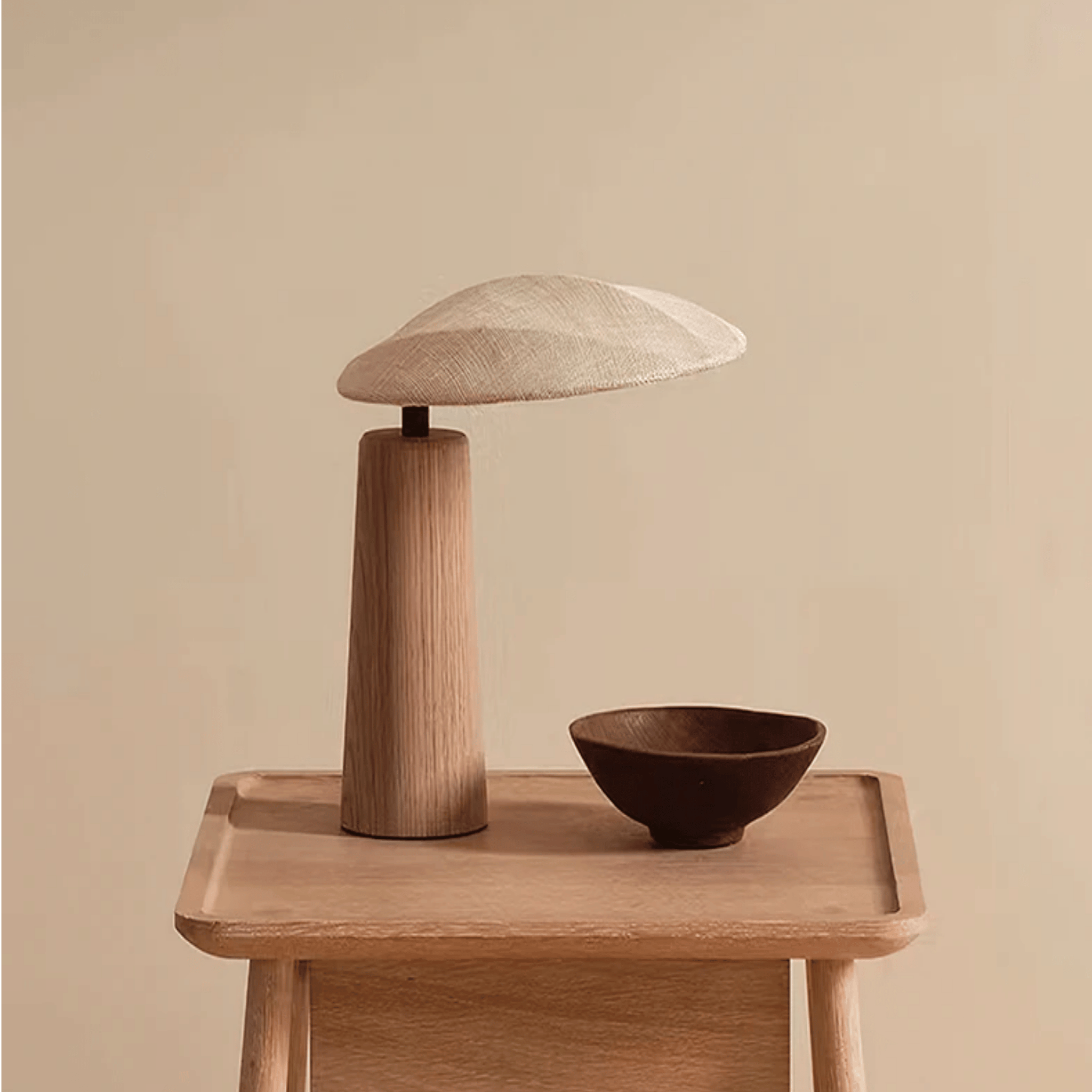 Kveldro Wood Table Lamp – Nordic Wabi-Sabi Design, Lamps, Solid Natural and Linen