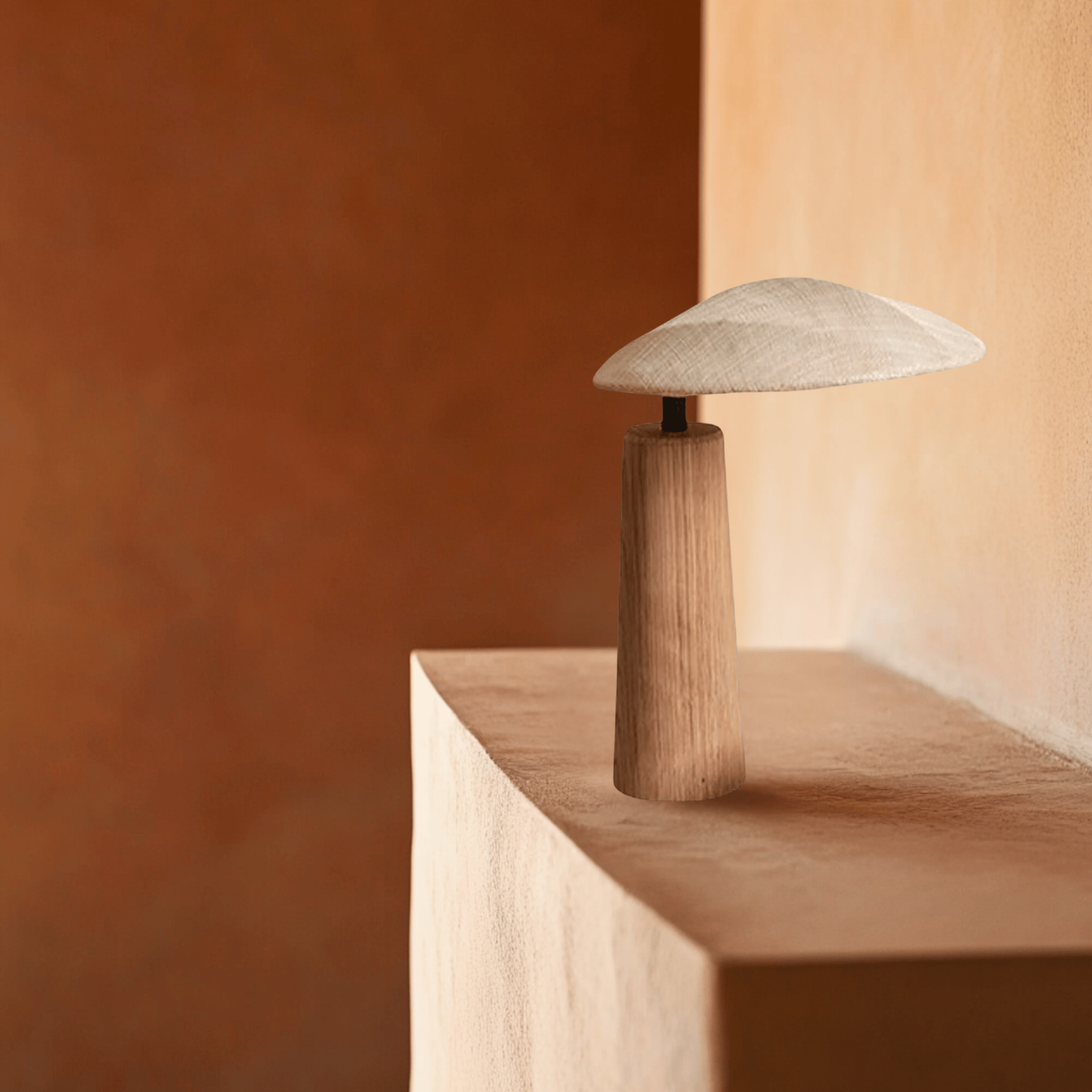 Kveldro Wood Table Lamp – Nordic Wabi-Sabi Design, Lamps, Solid Natural and Linen