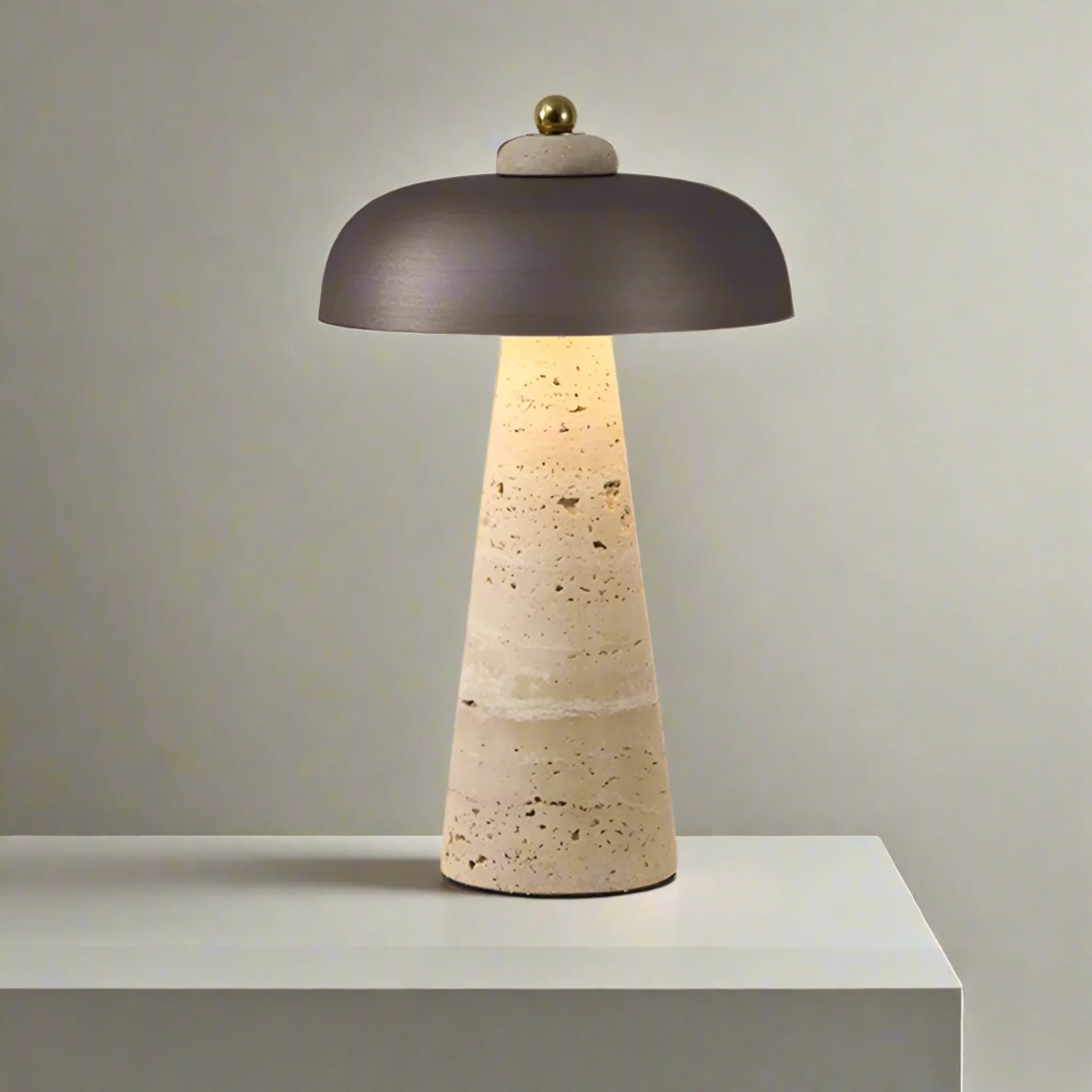 Natural Stone Wireless Dimmable Table Lamp Skonne, Brown, Lamps, Kveldstein Rechargeable