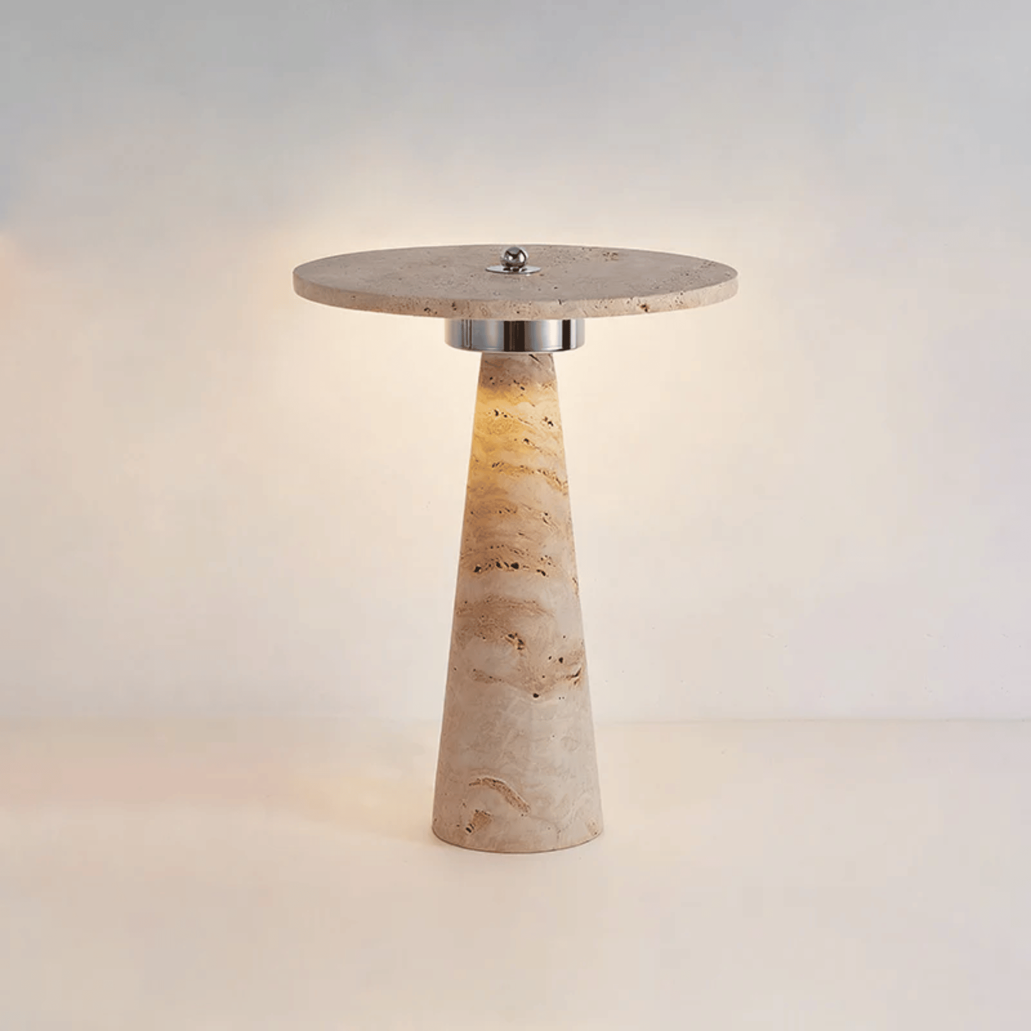 Travertine Stone Table Lamp with 3-Color LED Light, Lamps, Kveldsten