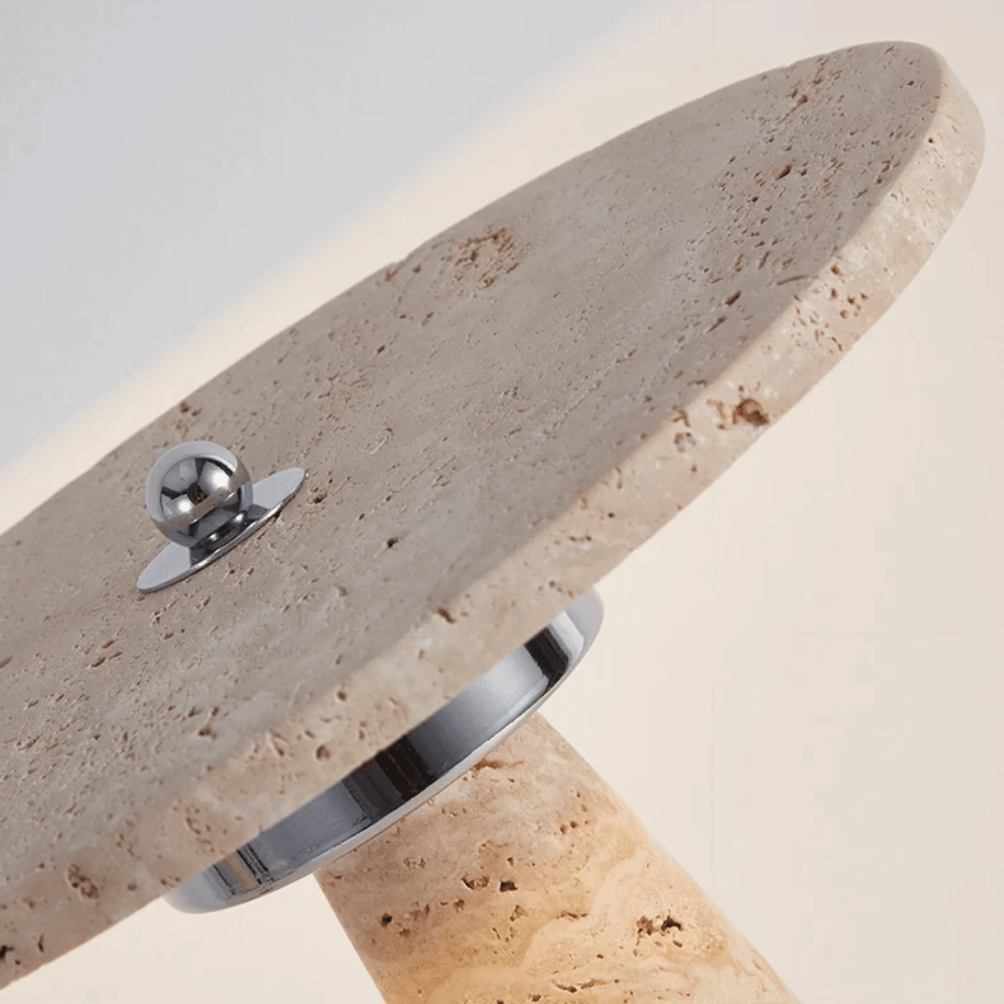 Travertine Stone Table Lamp with 3-Color LED Light, Lamps, Kveldsten