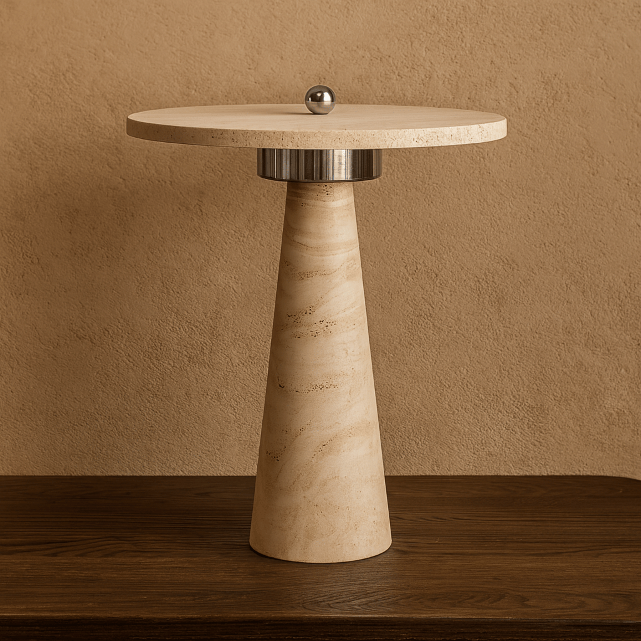 Travertine Stone Table Lamp with 3-Color LED Light, Lamps, Kveldsten