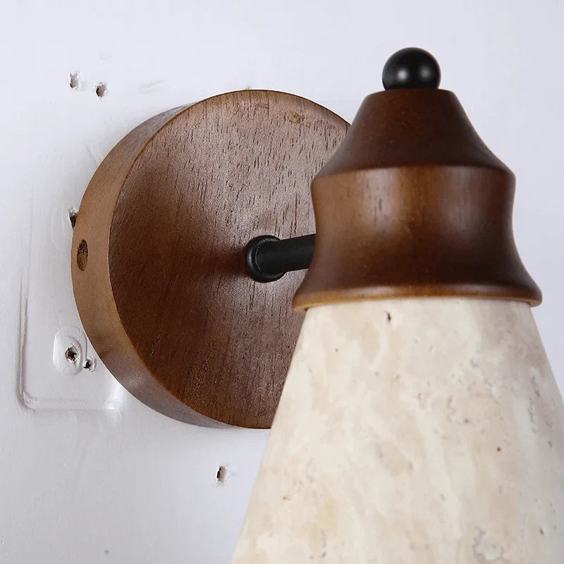 Kvella Travertine Stone Wall Lamp - Nordic Ambiance, Light Fixtures, Handcrafted