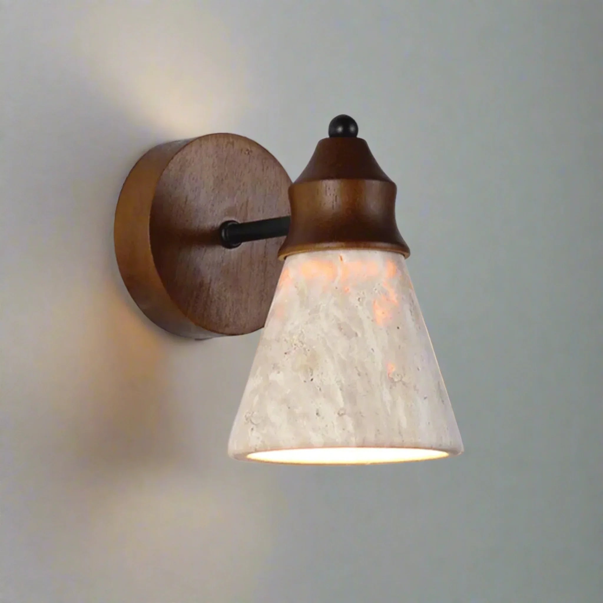 Kvella Travertine Stone Wall Lamp - Nordic Ambiance, Light Fixtures, Handcrafted