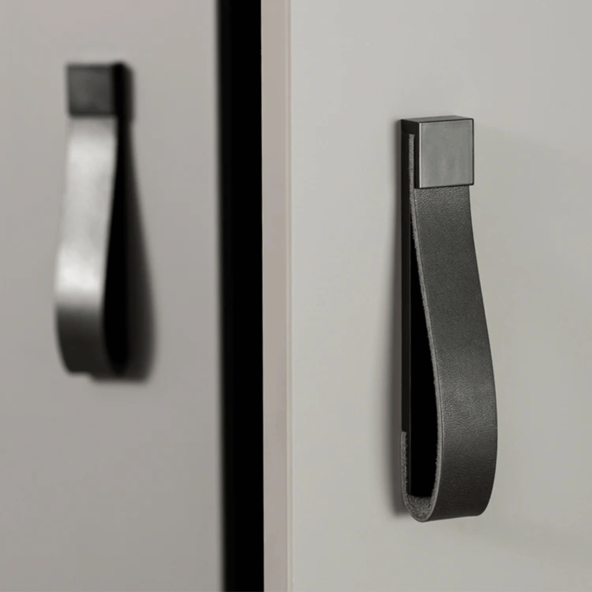 Leather Brass Cabinet Handles and Knobs — Skonne, Medium Black Pull, &, Lærka