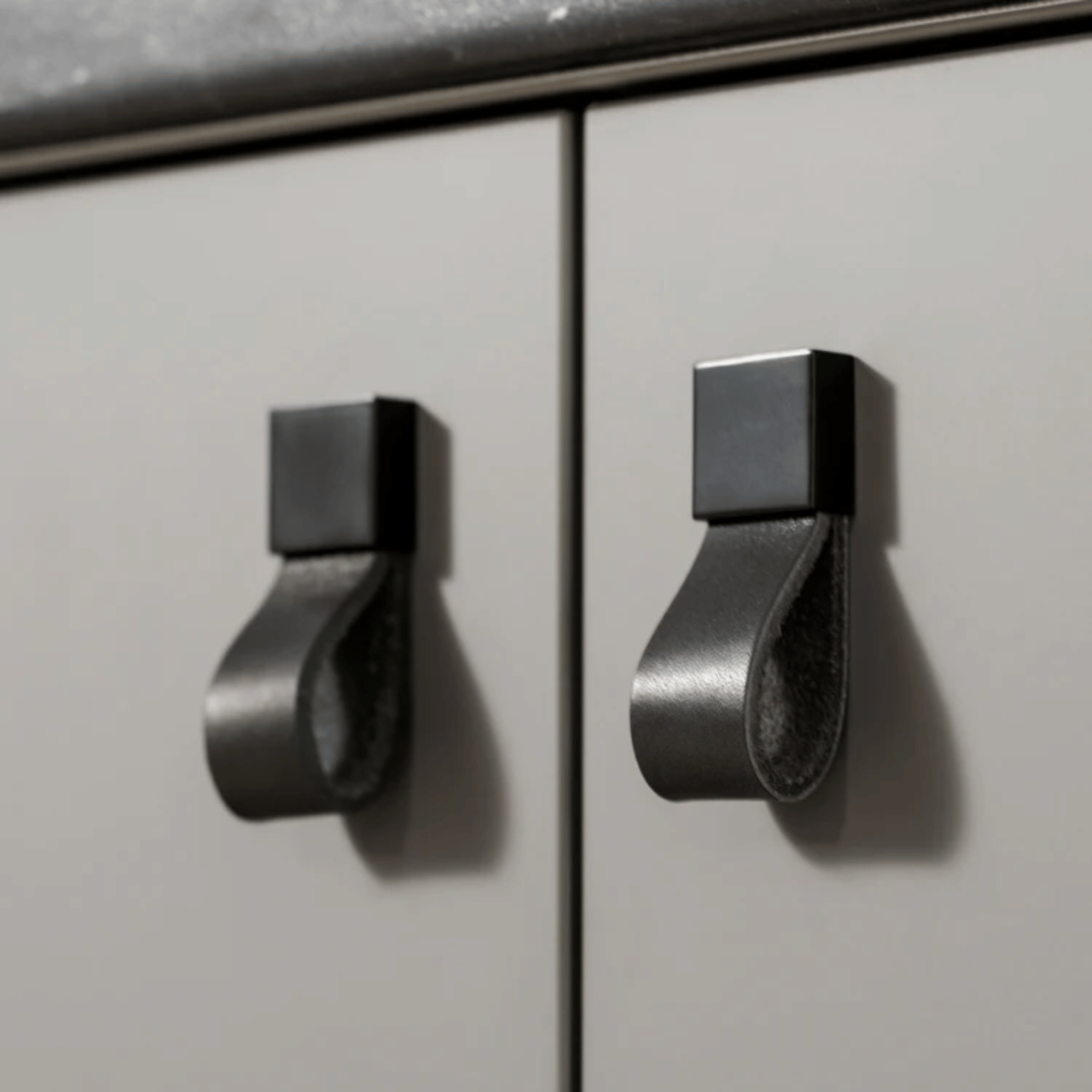 Leather Brass Cabinet Handles and Knobs — Skonne, Small Black Pull, &, Lærka