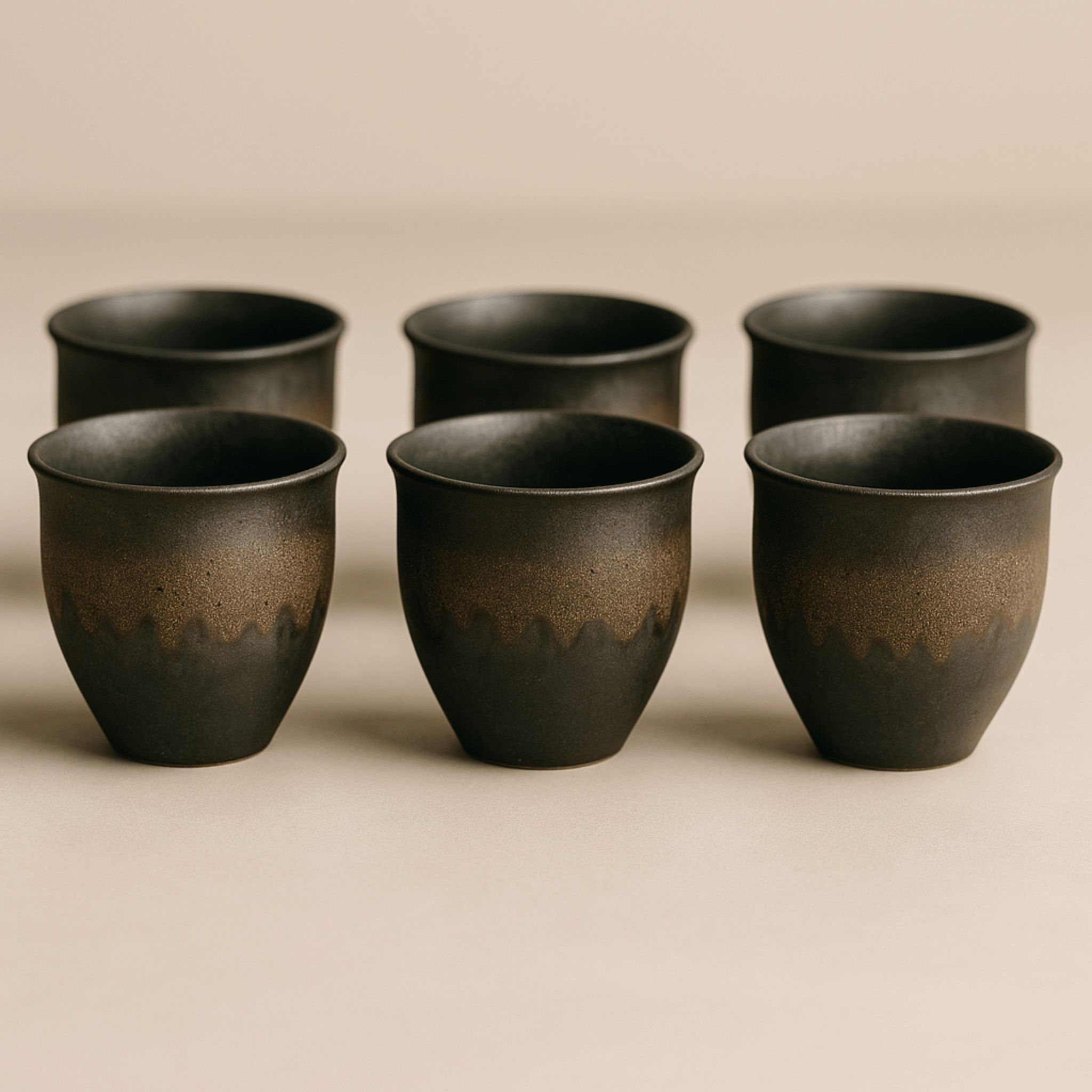 Artisan Ceramic Espresso Cups Set of 6 | Handmade, Brown Gradient, Coffee & Tea, Leira Handcrafted Cup