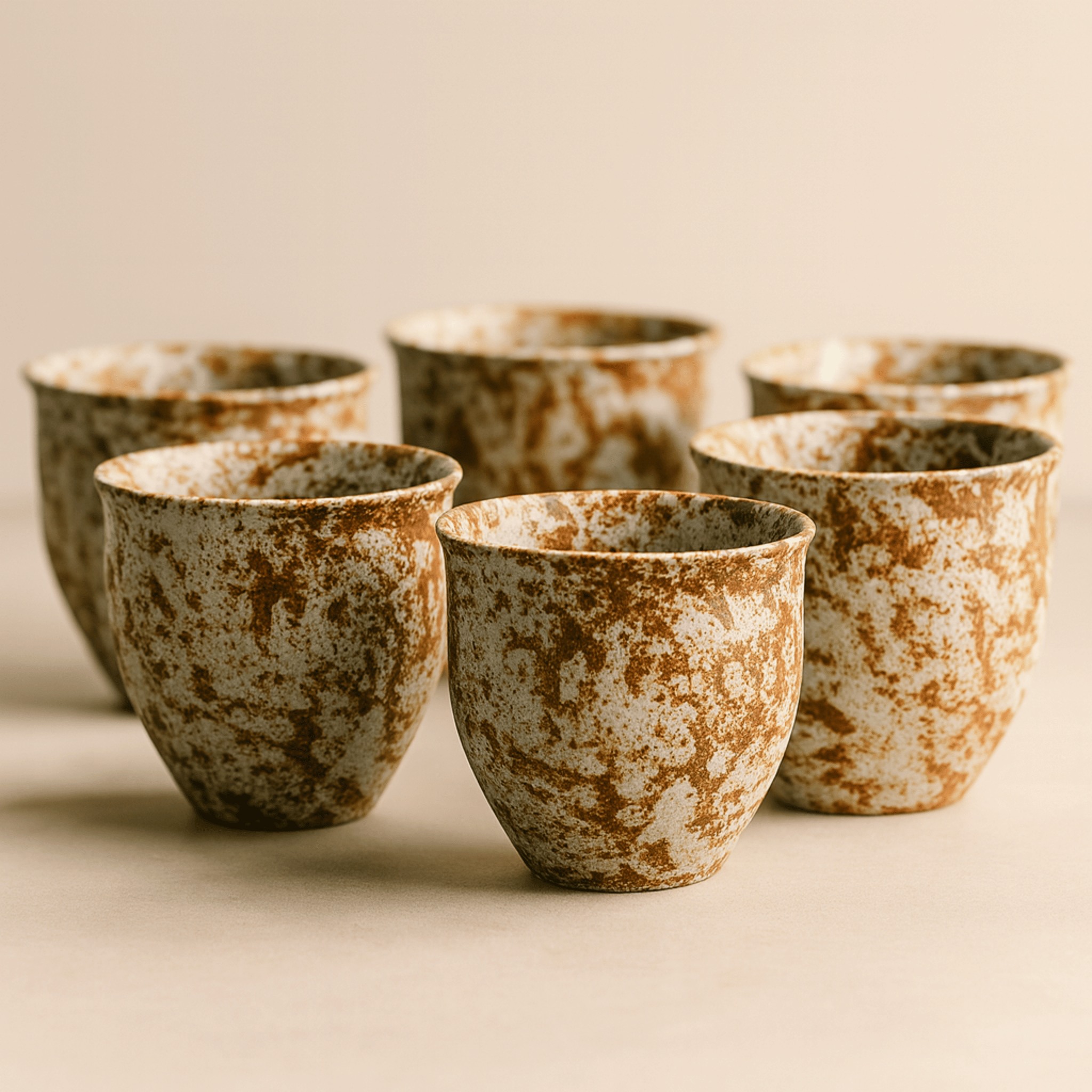 Artisan Ceramic Espresso Cups Set of 6 | Handmade, White Speckled, Coffee & Tea, Leira Handcrafted Cup