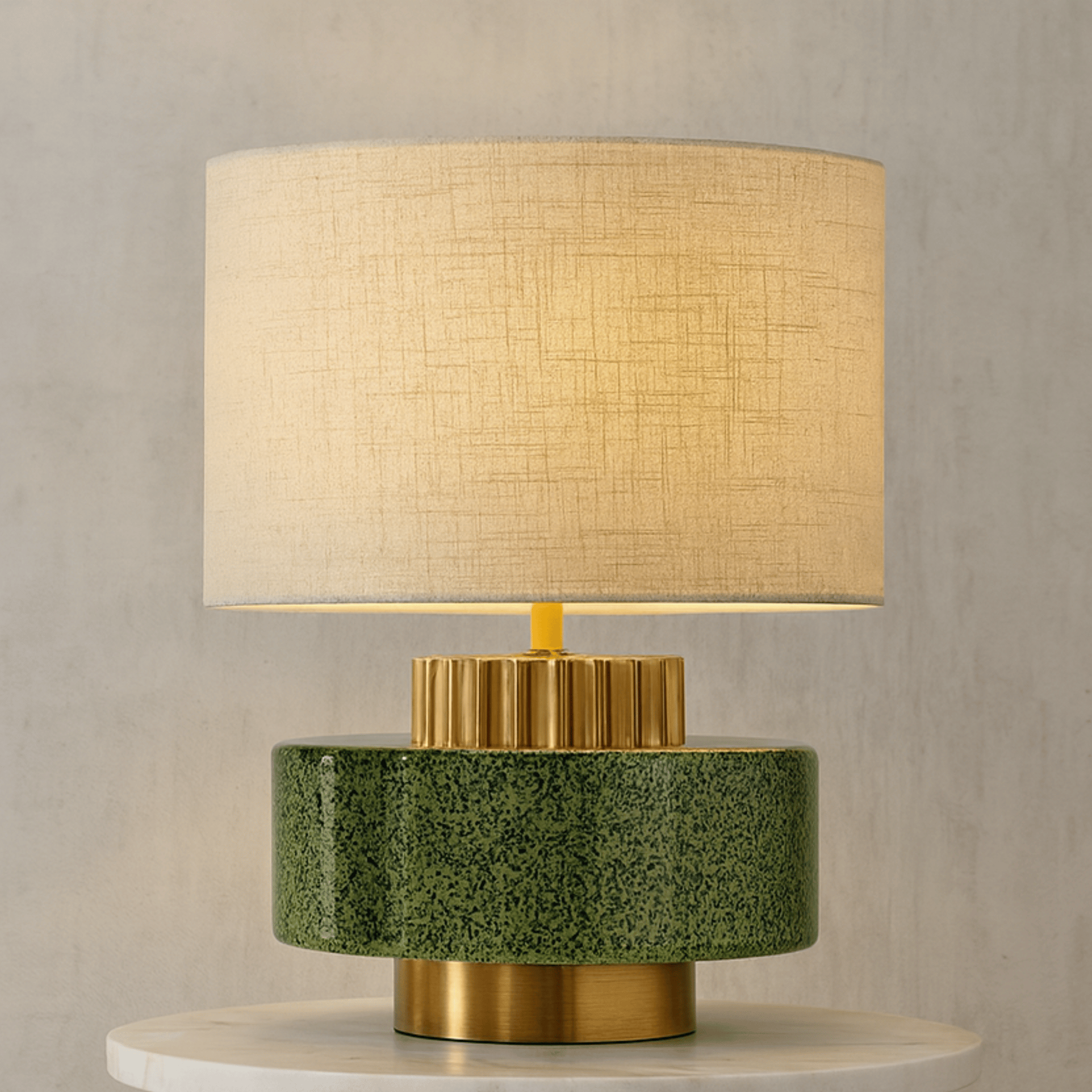 Handmade Ceramic Pottery Table Lamp for Home Decor, Green, Lamps, Leireld Artisan Vintage