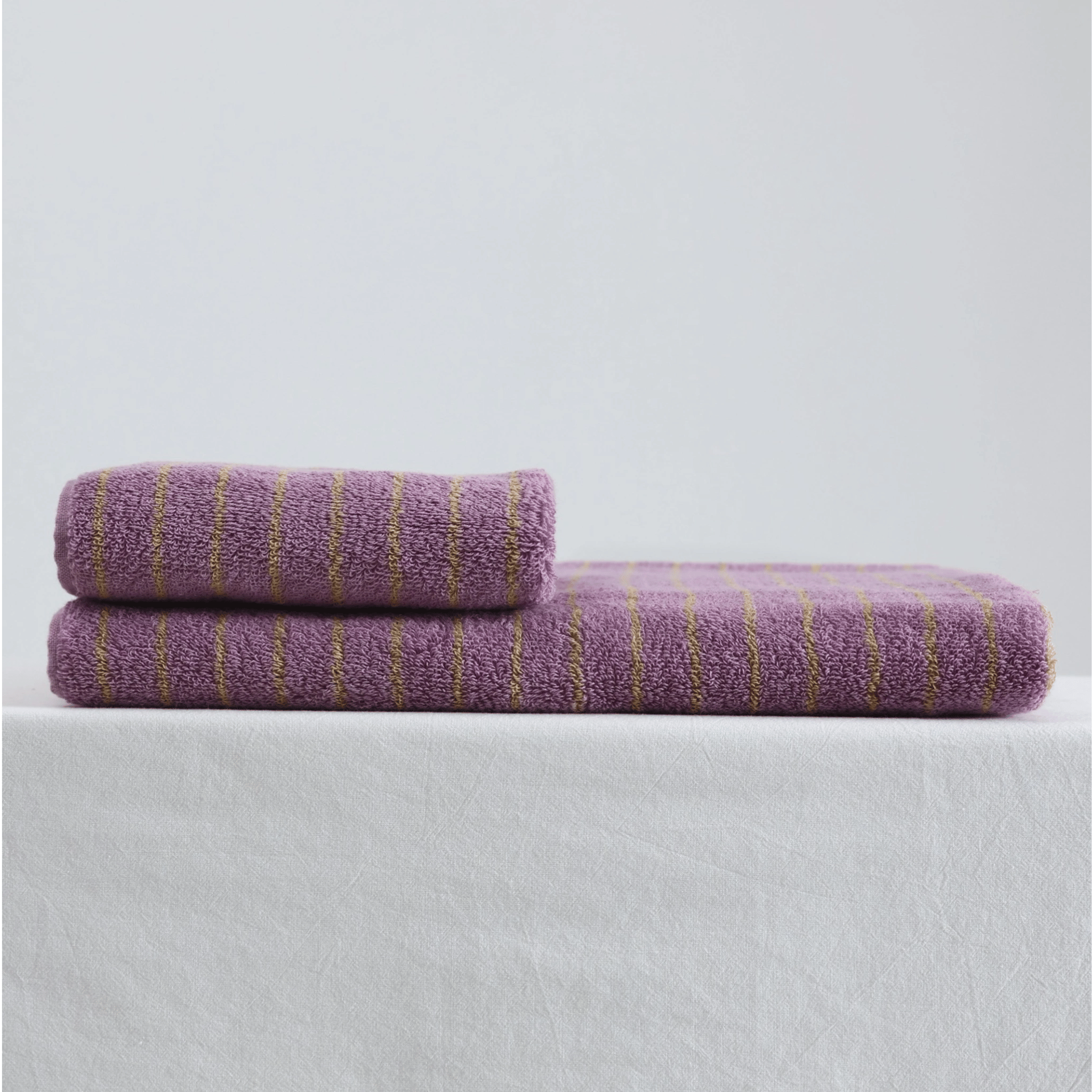 Lindvev Retro Lavender Stripe Combed Cotton Towel, Bath Towels, 100% Set