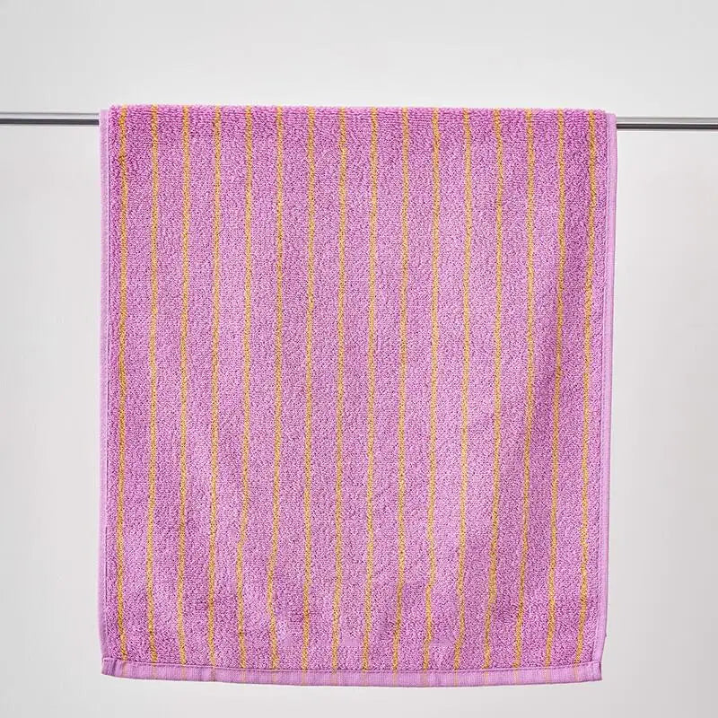 Lindvev Retro Lavender Stripe Combed Cotton Towel, Bath Towels, 100% Set