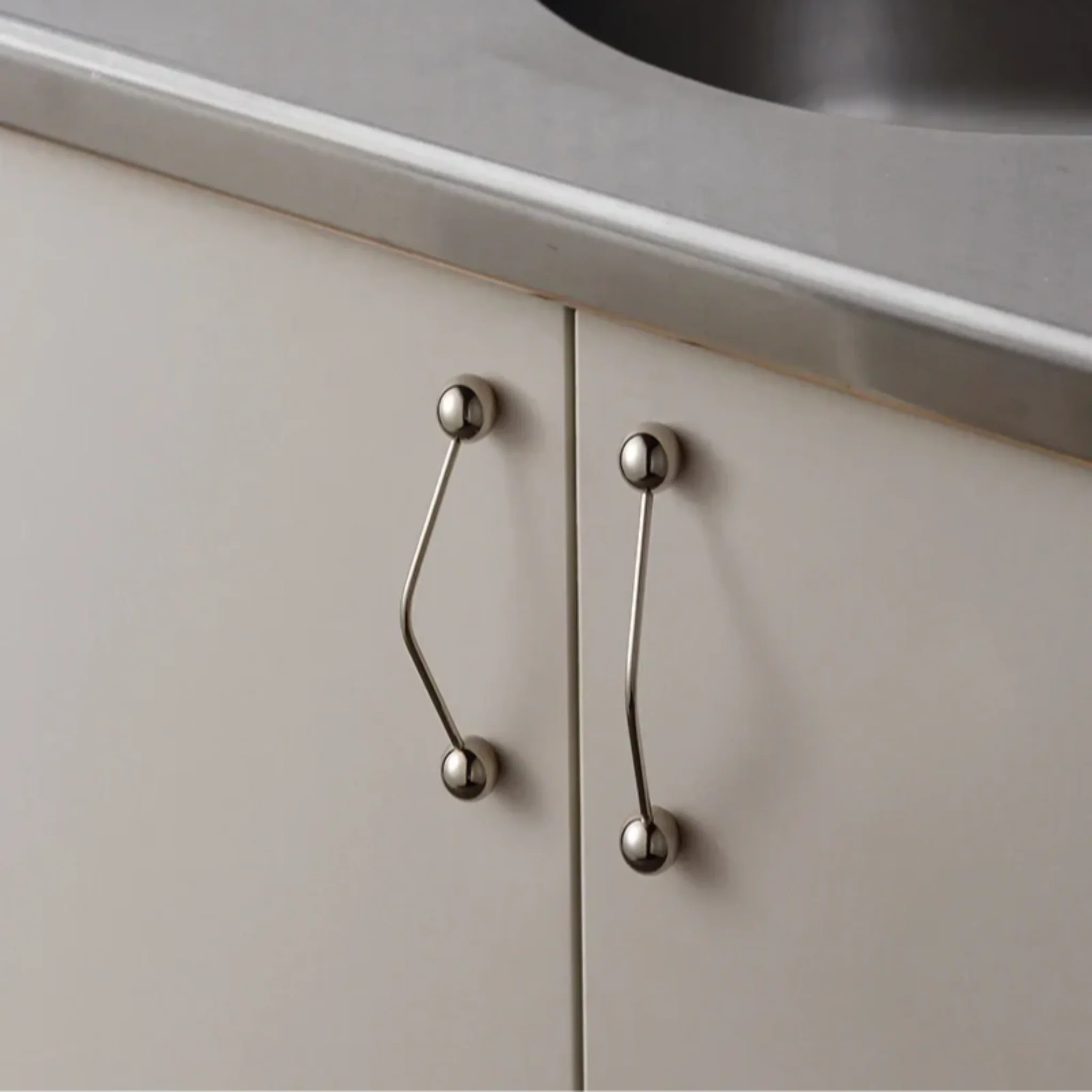 Linja Minimalist Solid Brass Pull Handle Titanium, Cabinet Knobs & Handles