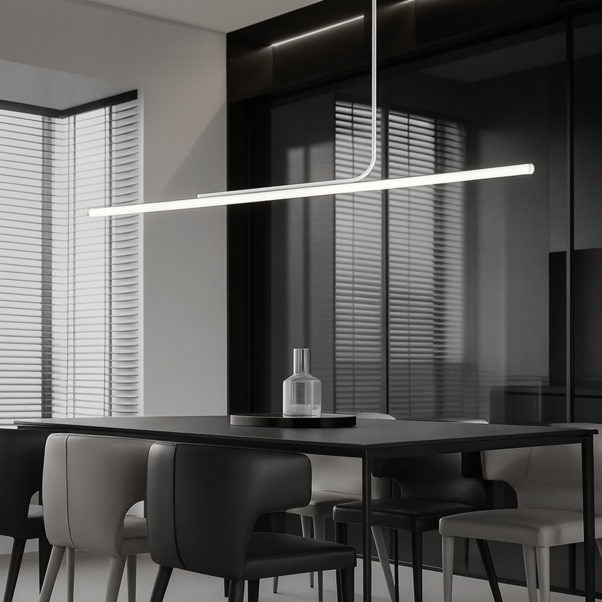 Dimmable Nordic Linear LED Pendant Light | Skonne, Small / with remote, Ceiling Fixtures, Linje for Dining