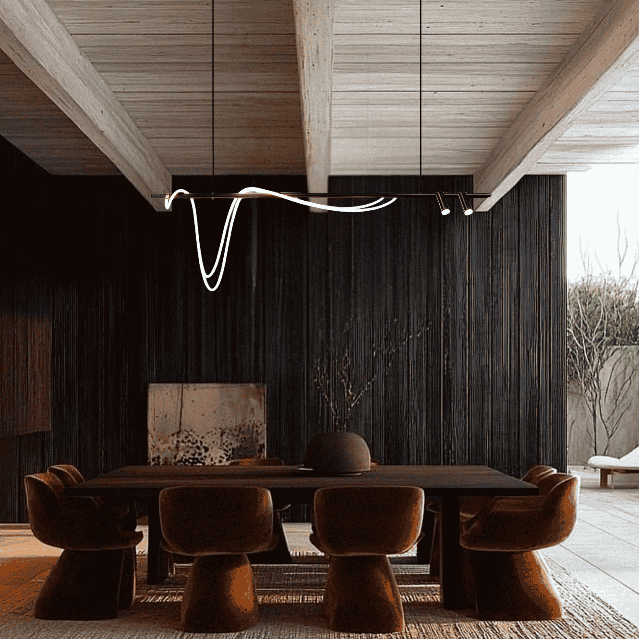 Linne Dimmable Linear LED Suspension Pendant Light, Small, Ceiling Fixtures