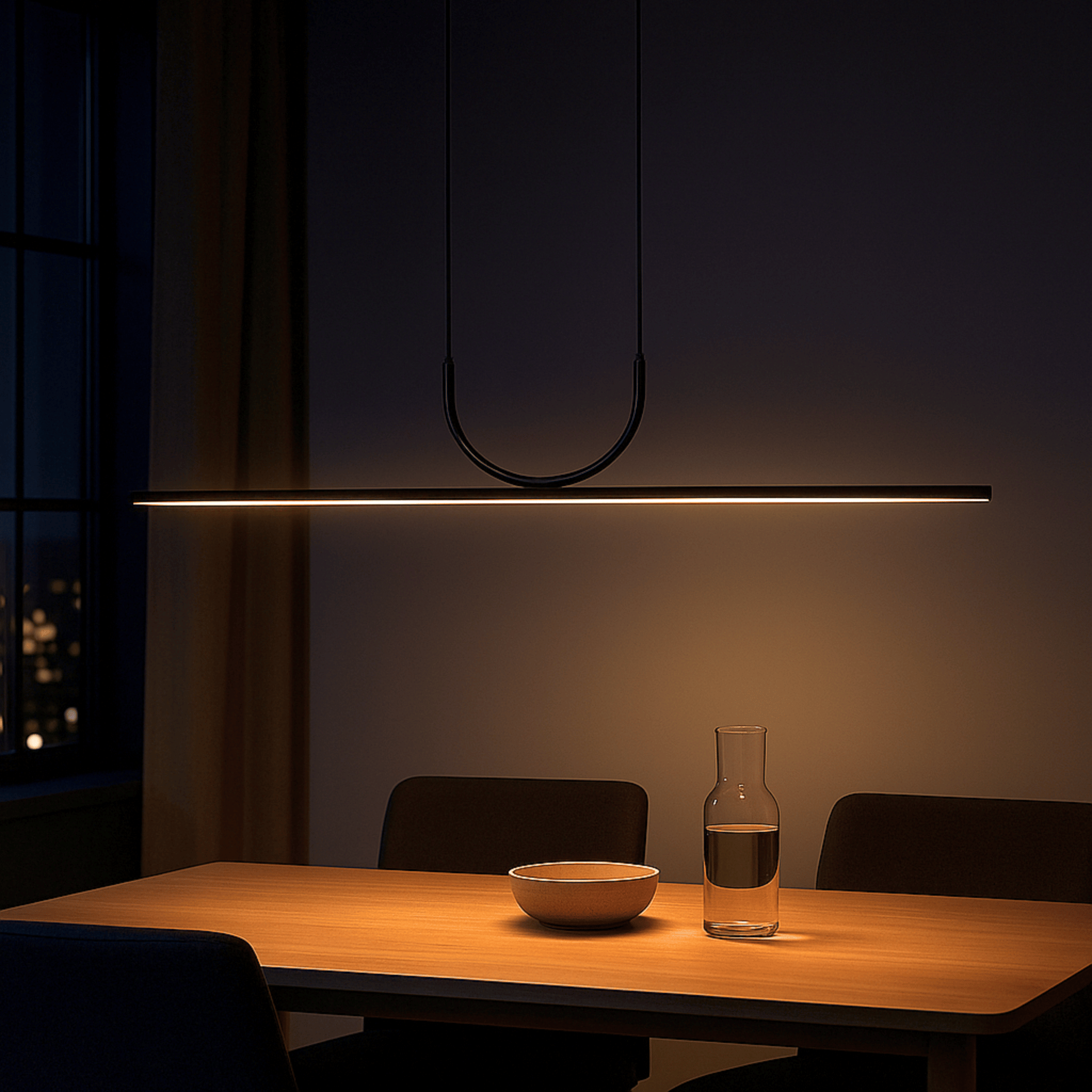 Linné Black Linear LED Pendant Light by Skonne, Ceiling Fixtures, Minimalist