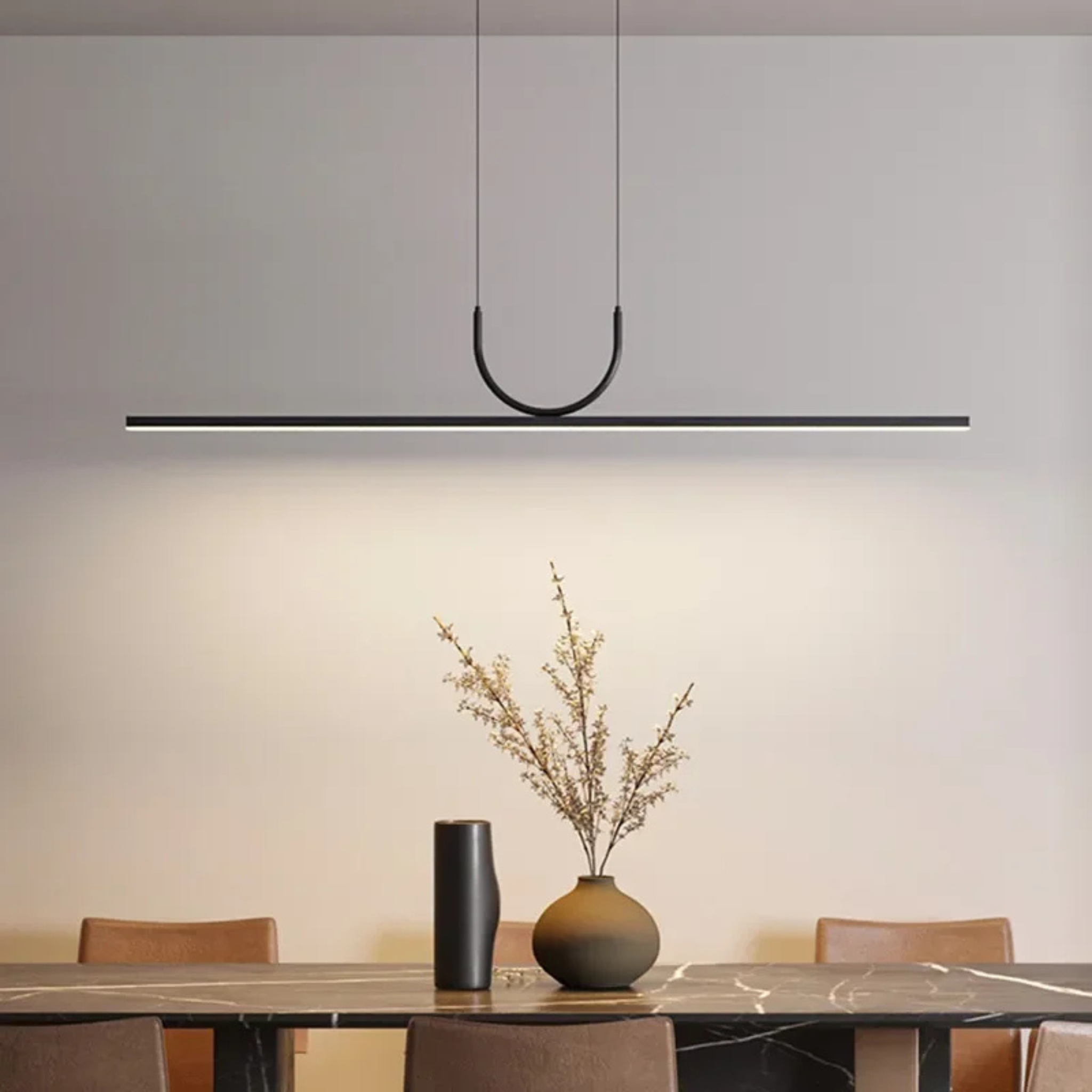 Linné Black Linear LED Pendant Light by Skonne, Ceiling Fixtures, Minimalist