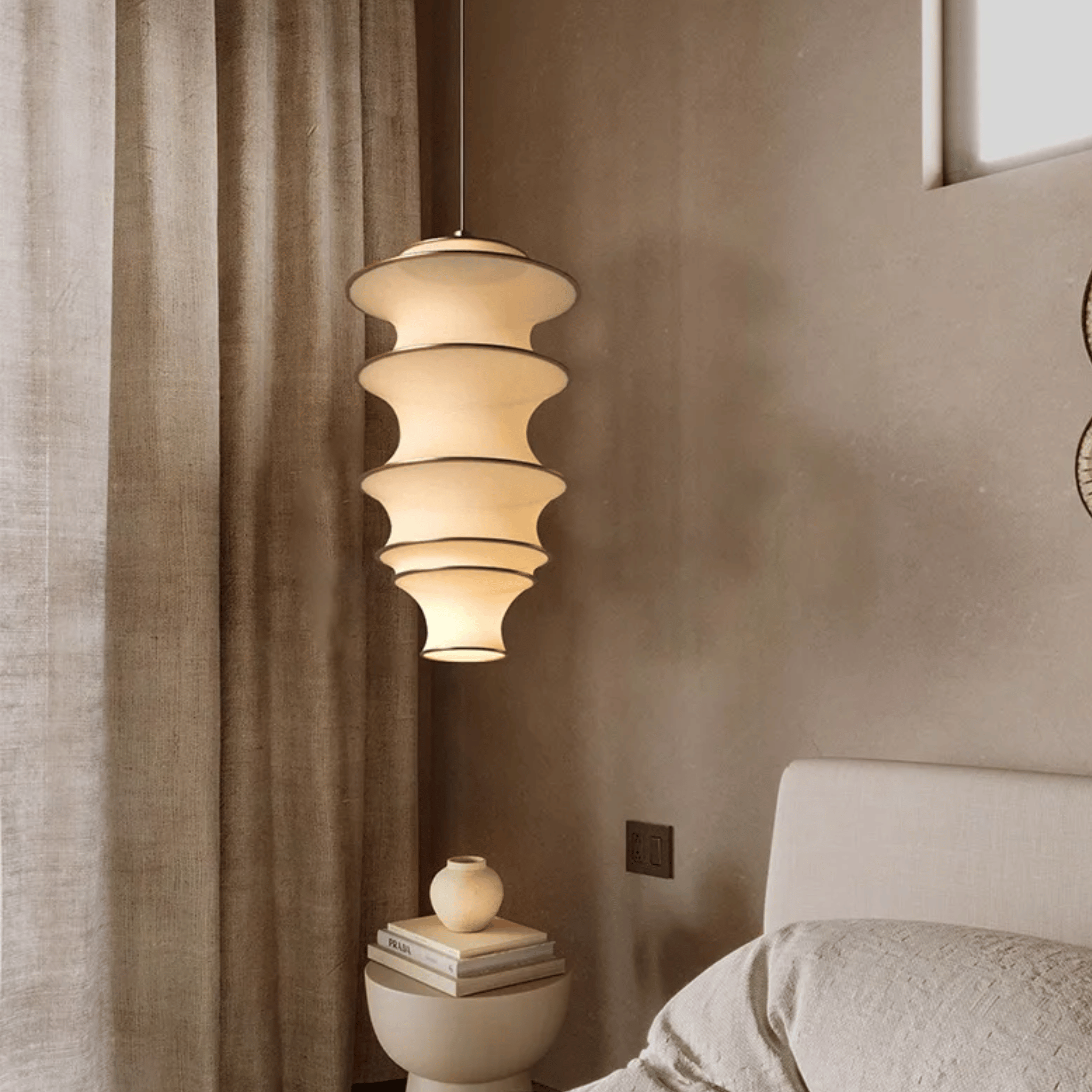 Ljuva Sculpted Fabric Pendant Light for Modern Lofts, Ceiling Fixtures, Sculptural in Ivory