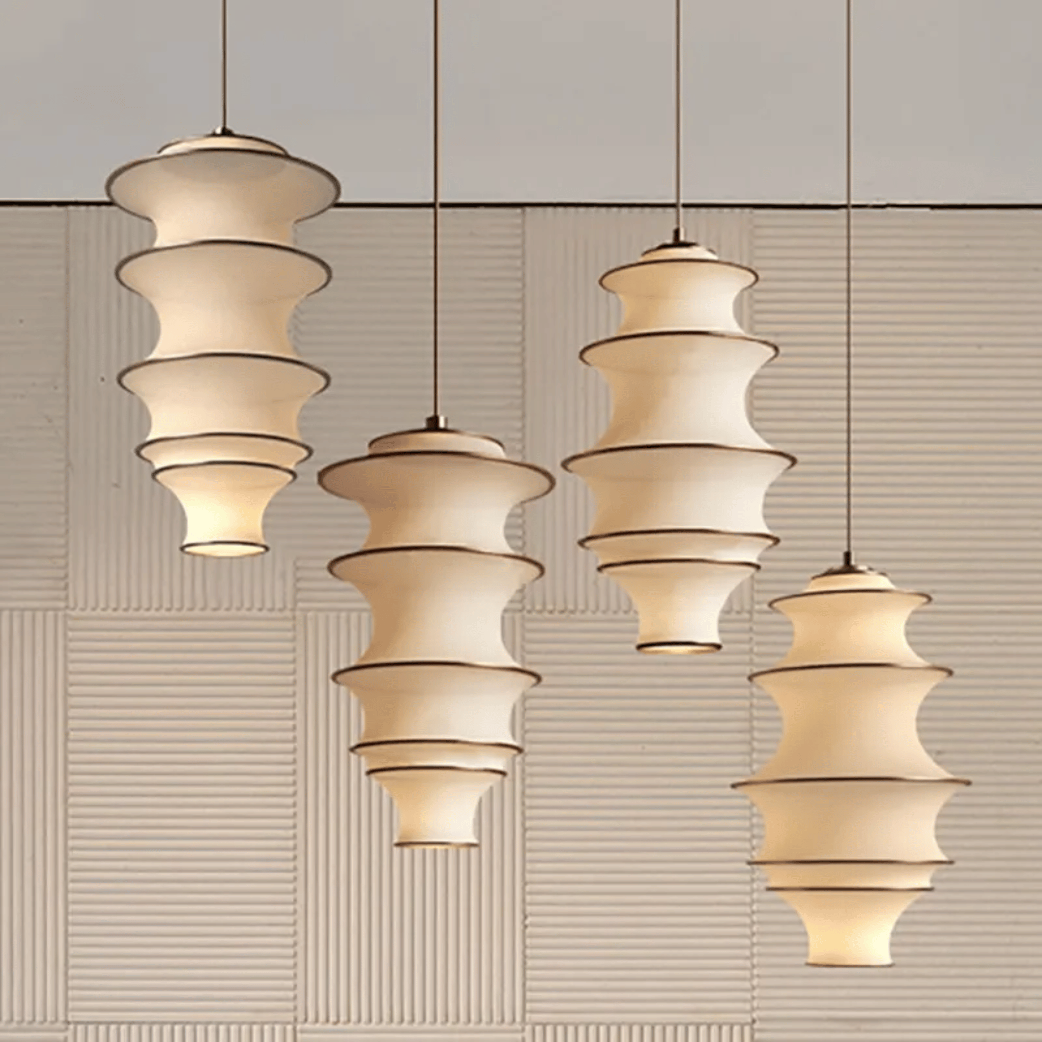Ljuva Sculpted Fabric Pendant Light for Modern Lofts, Ceiling Fixtures, Sculptural in Ivory