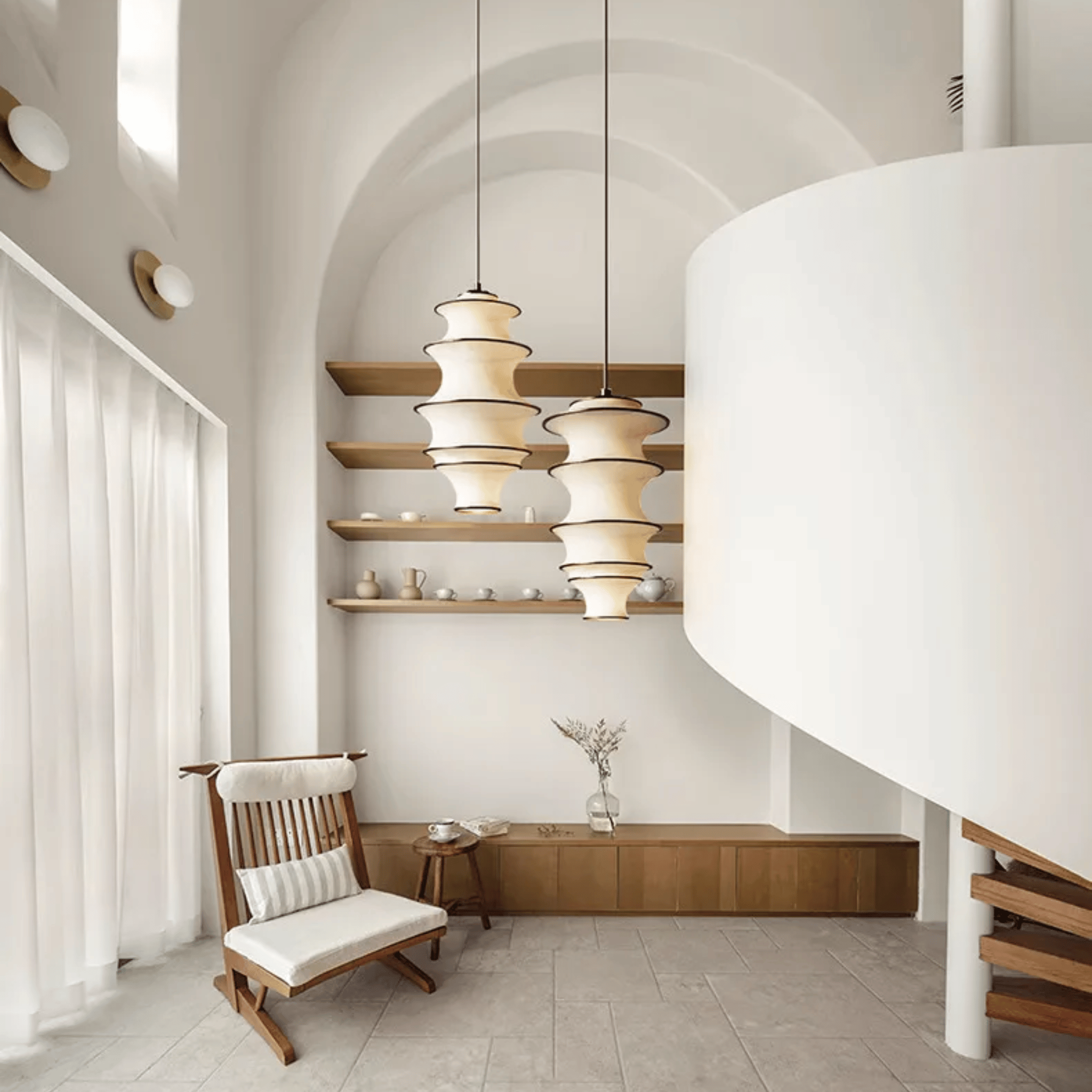 Ljuva Sculpted Fabric Pendant Light for Modern Lofts, Ceiling Fixtures, Sculptural in Ivory