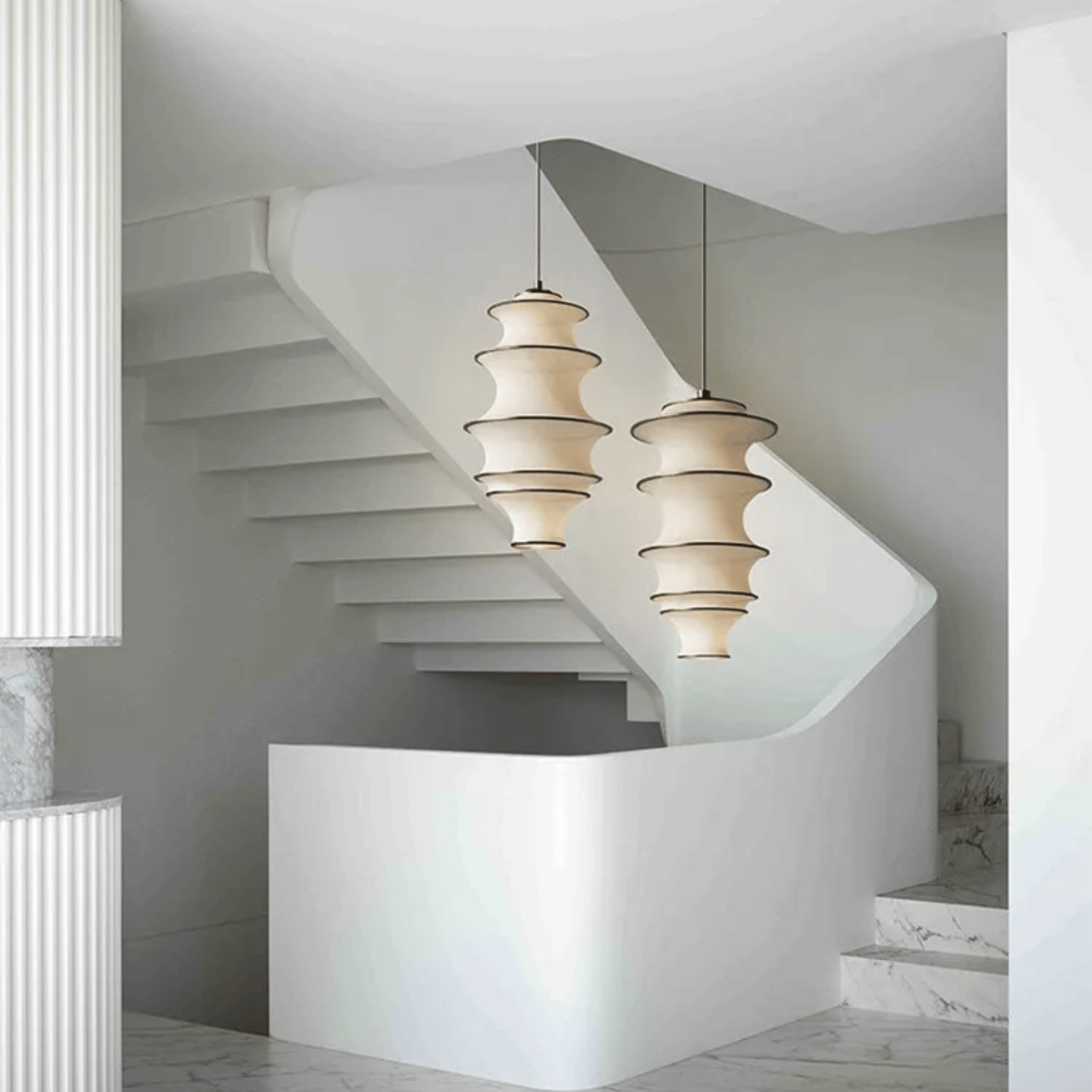 Ljuva Sculpted Fabric Pendant Light for Modern Lofts, Ceiling Fixtures, Sculptural in Ivory