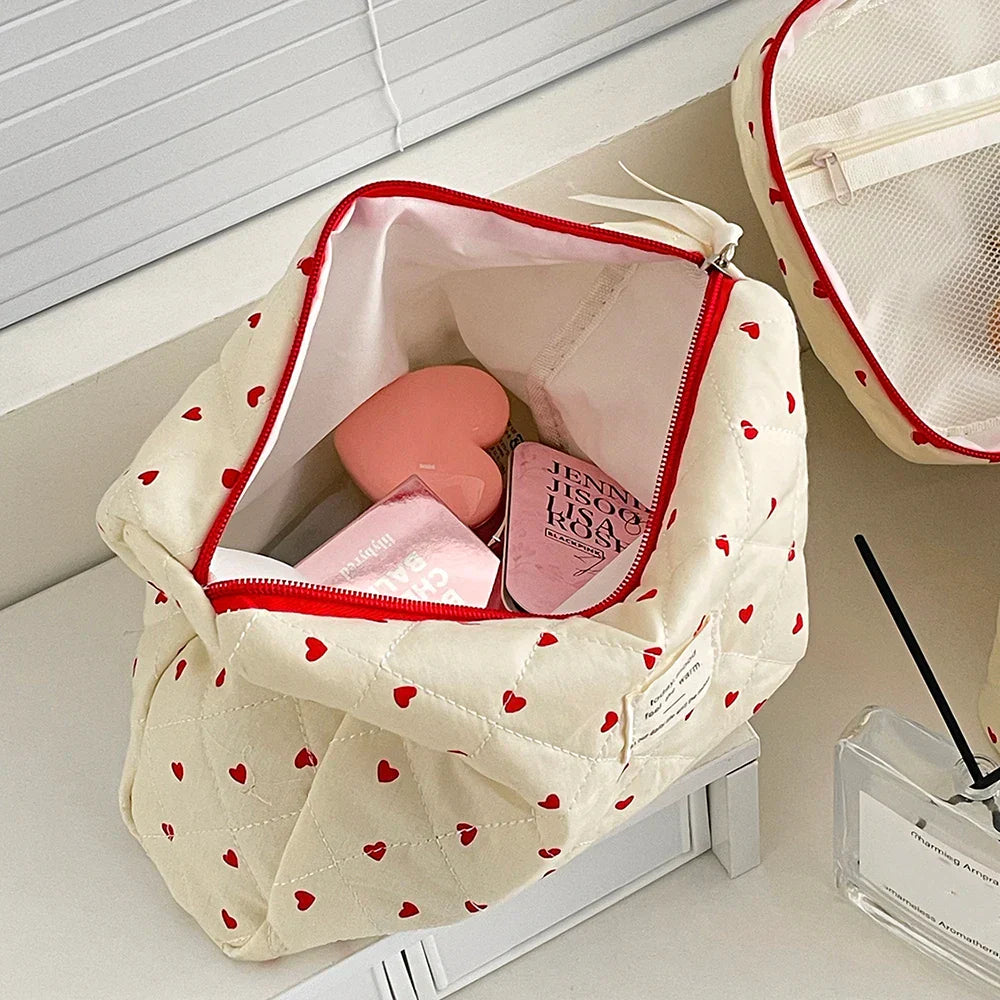 Lovda 3-Piece Quilted Cosmetic Bag Set Travel, Makeup Bags,