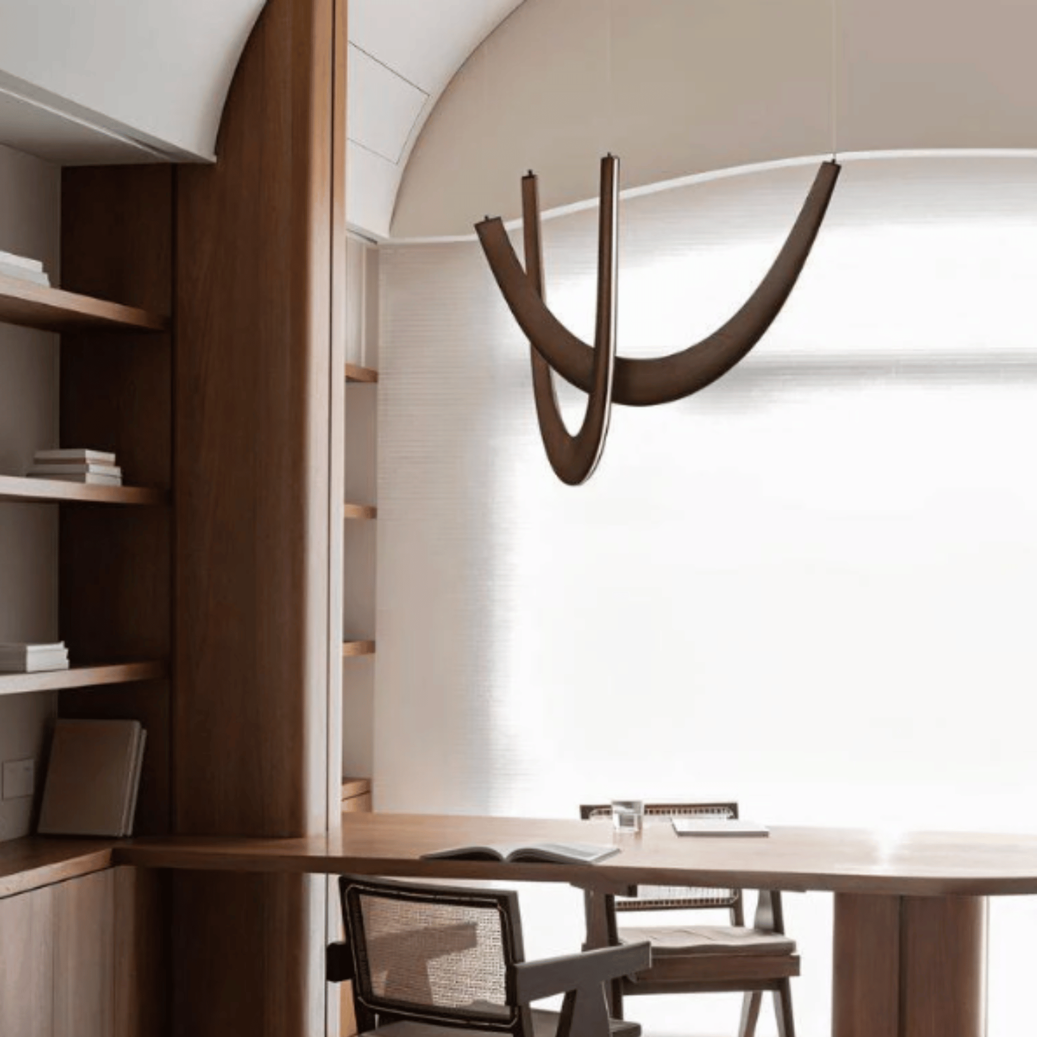 Lybue Wooden LED Pendant Light - U-Shape Nordic Design, Ceiling Fixtures, Solid Wood Dimmable