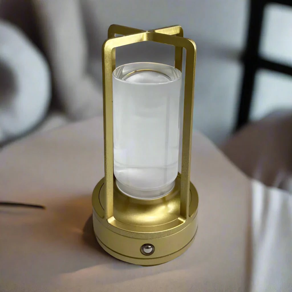 Lysa Cordless Table Lamp — USB Rechargeable LED, Gold, Lamps, Dimmable
