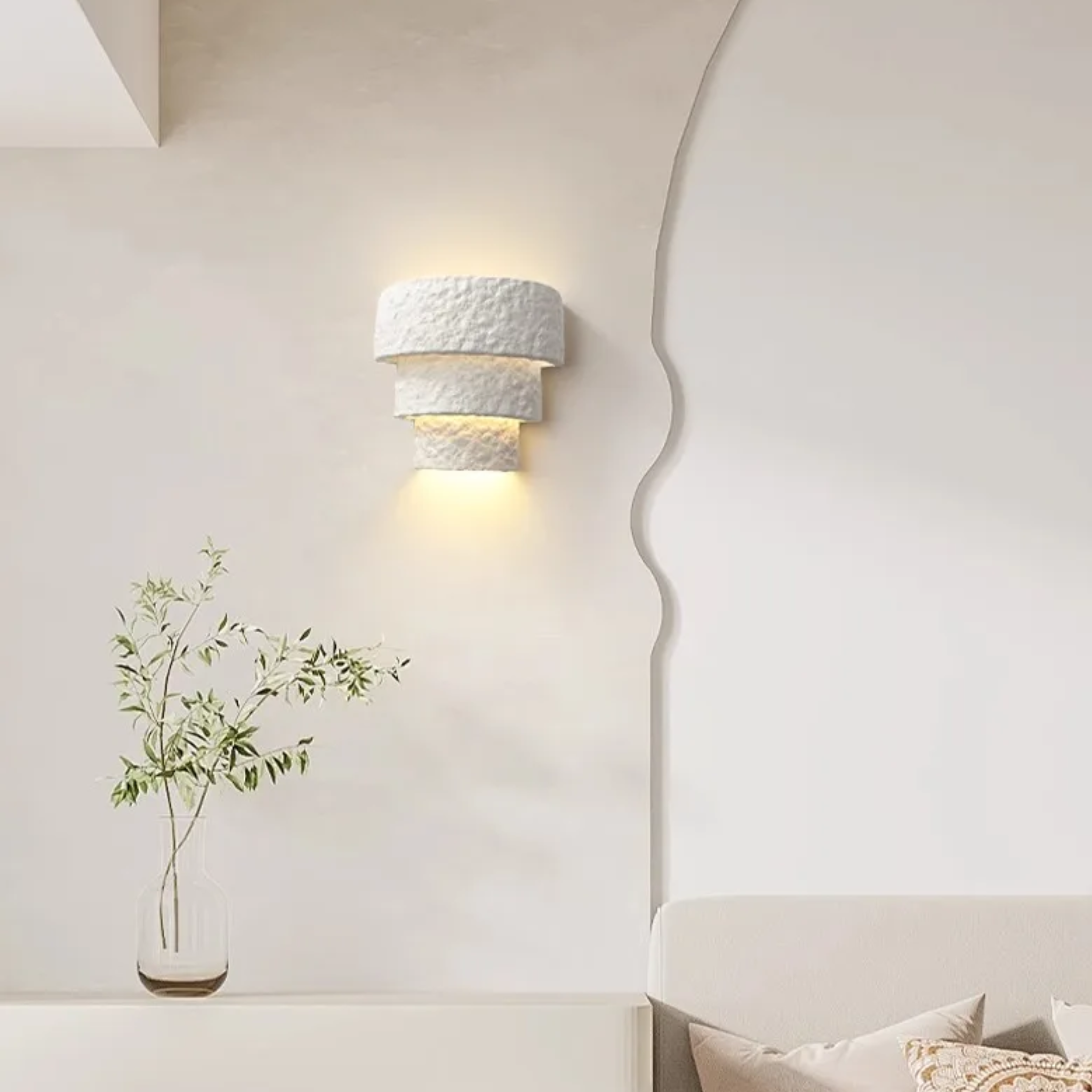 Lysvei Minimalist Gypsum Wall Sconce Light Fixture, Fixtures, Hand-Finished