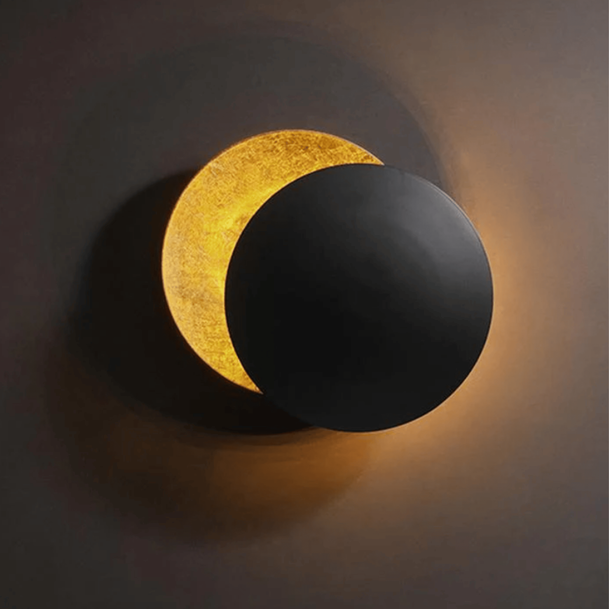 Måneglo LED Round Wall Sconce Modern Nordic Design, Black & Gold / DIA20cm, Light Fixtures, Warm Ambiance