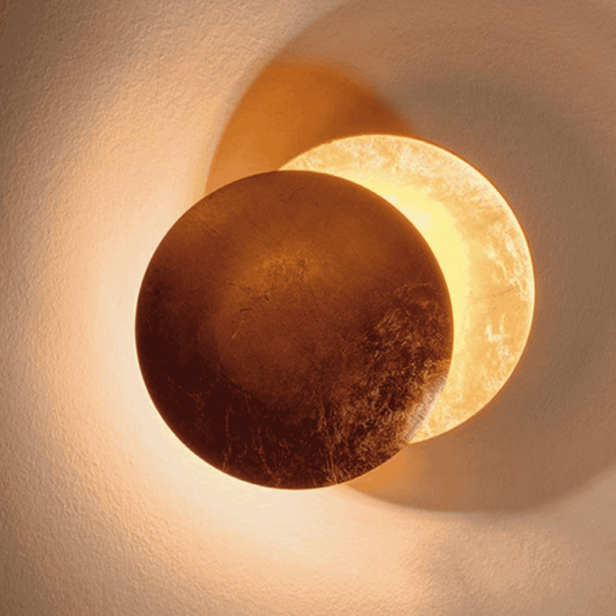 Måneglo LED Round Wall Sconce Modern Nordic Design, Copper / DIA20cm, Light Fixtures, Warm Ambiance