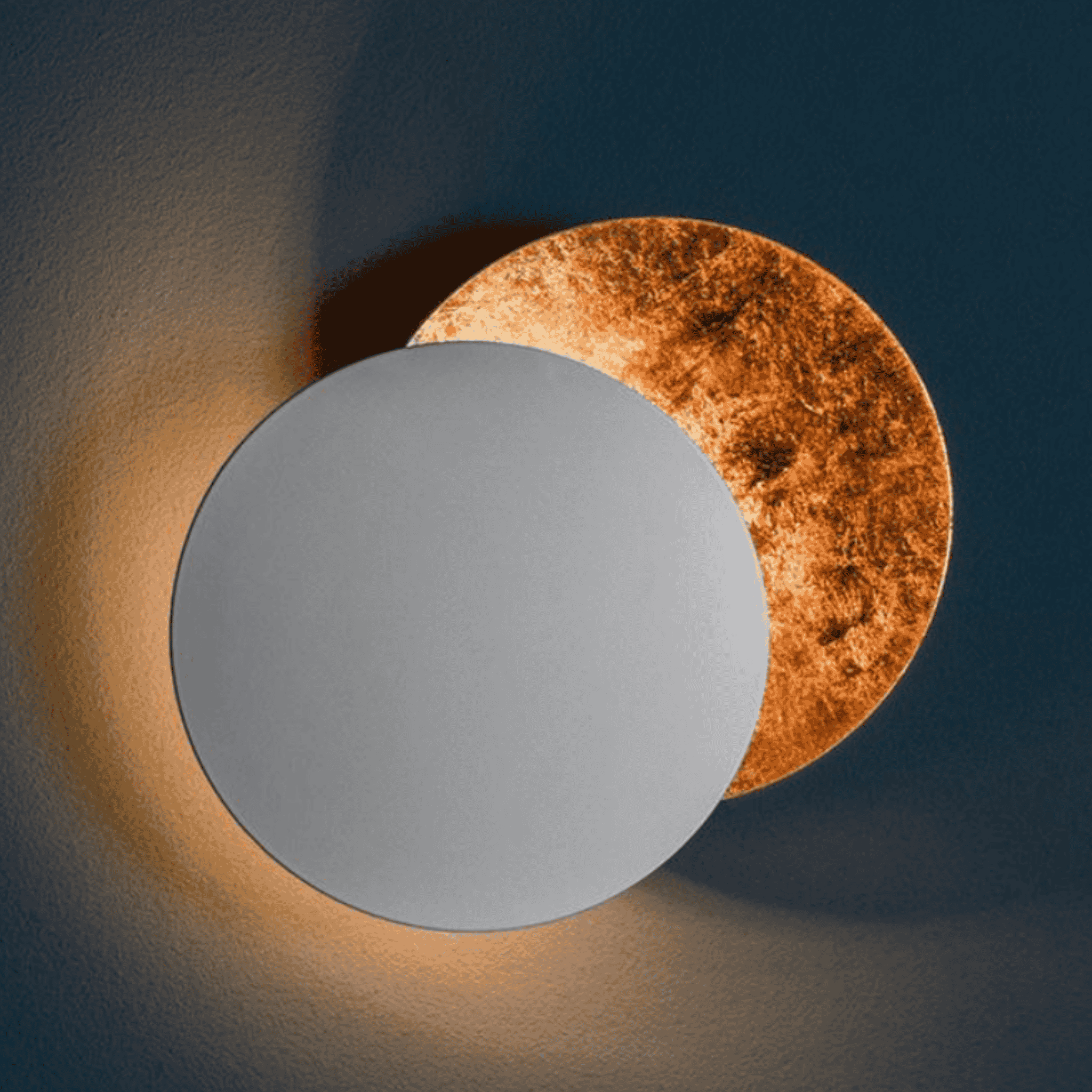Måneglo LED Round Wall Sconce Modern Nordic Design, White & Copper / DIA20cm, Light Fixtures, Warm Ambiance