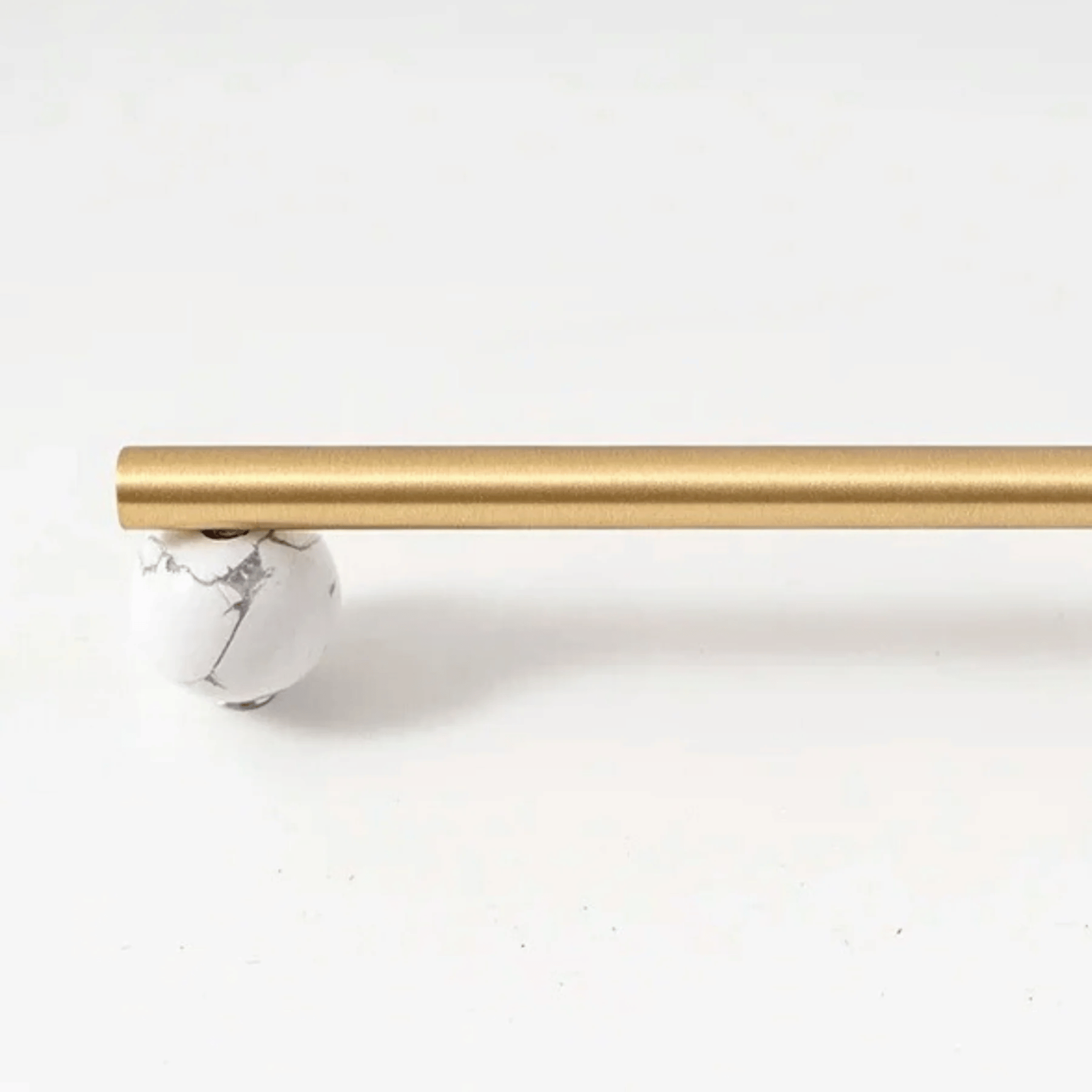 Nordic Marble Brass Drawer Pull Handle for Cabinets, White & Black / L3.7’’ (9.6cm), Cabinet Knobs Handles, Marva Satin