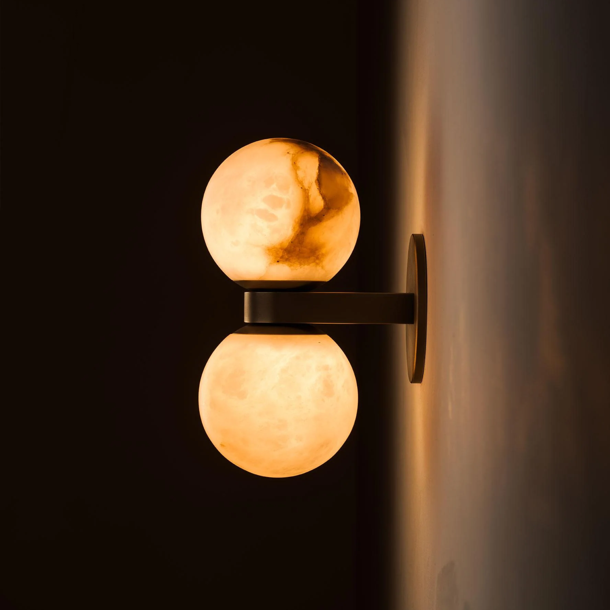 Marble Dual Globe Wall Lamp for Nordic Interiors, Small / White Light, Fixtures, Marvei with Bronze