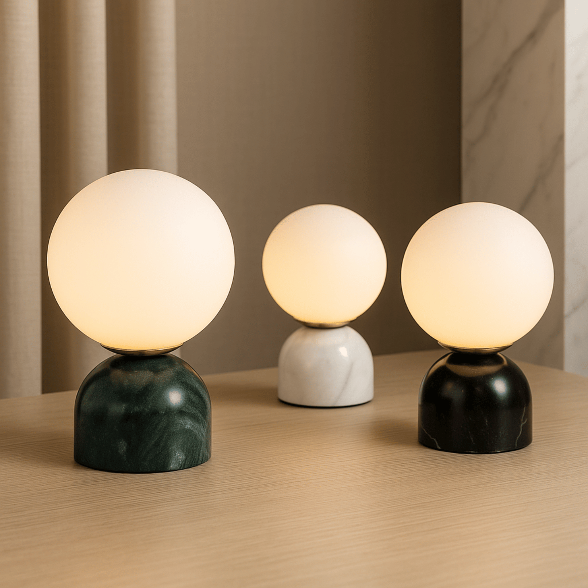 Marvei Marble Globe Table Lamp Warm Ambient Light, Black, Lamps, Nordic Minimalist