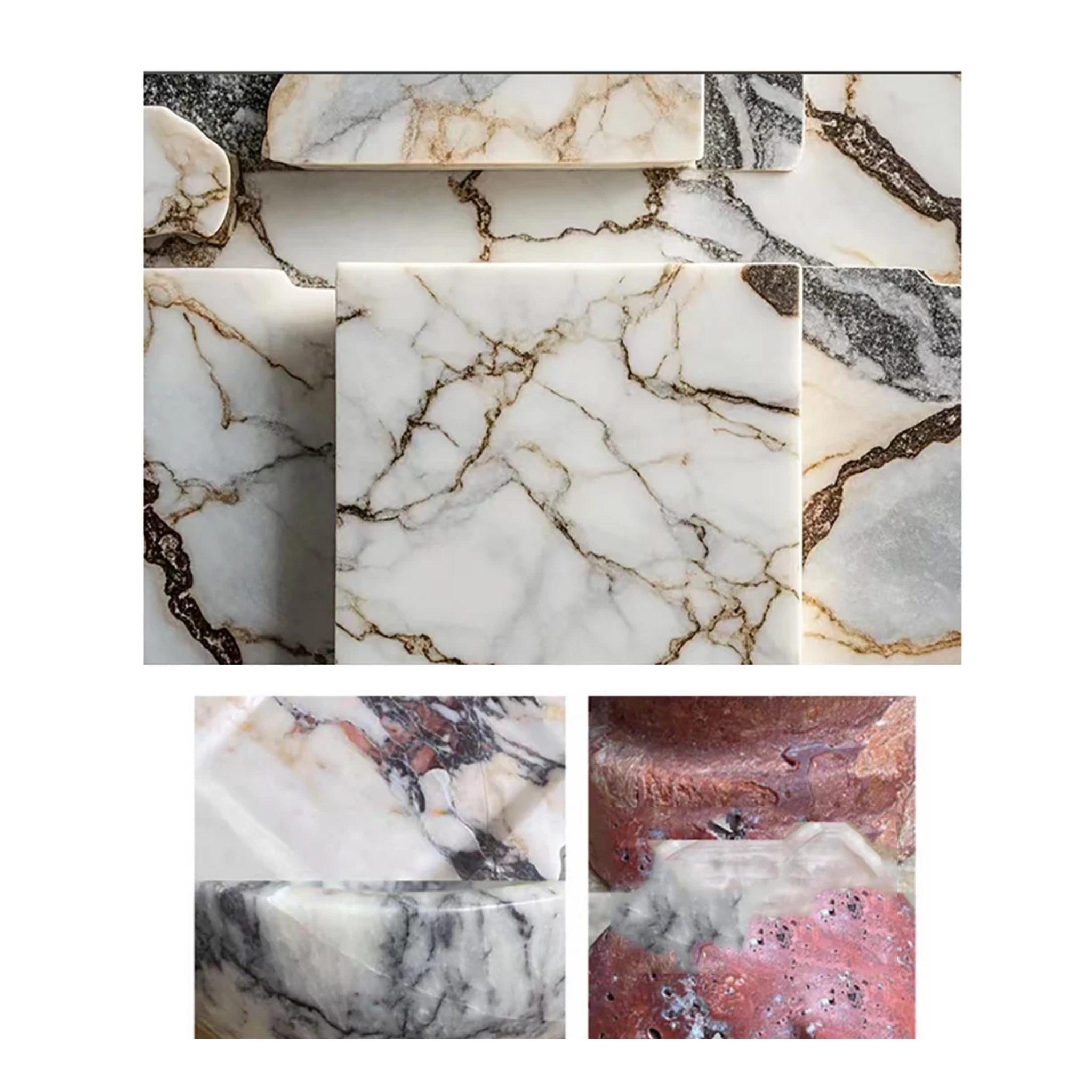 Red Natural Marble Wall Sconce Luxury Bedroom Light, Warm, Fixtures, Marvei Modern