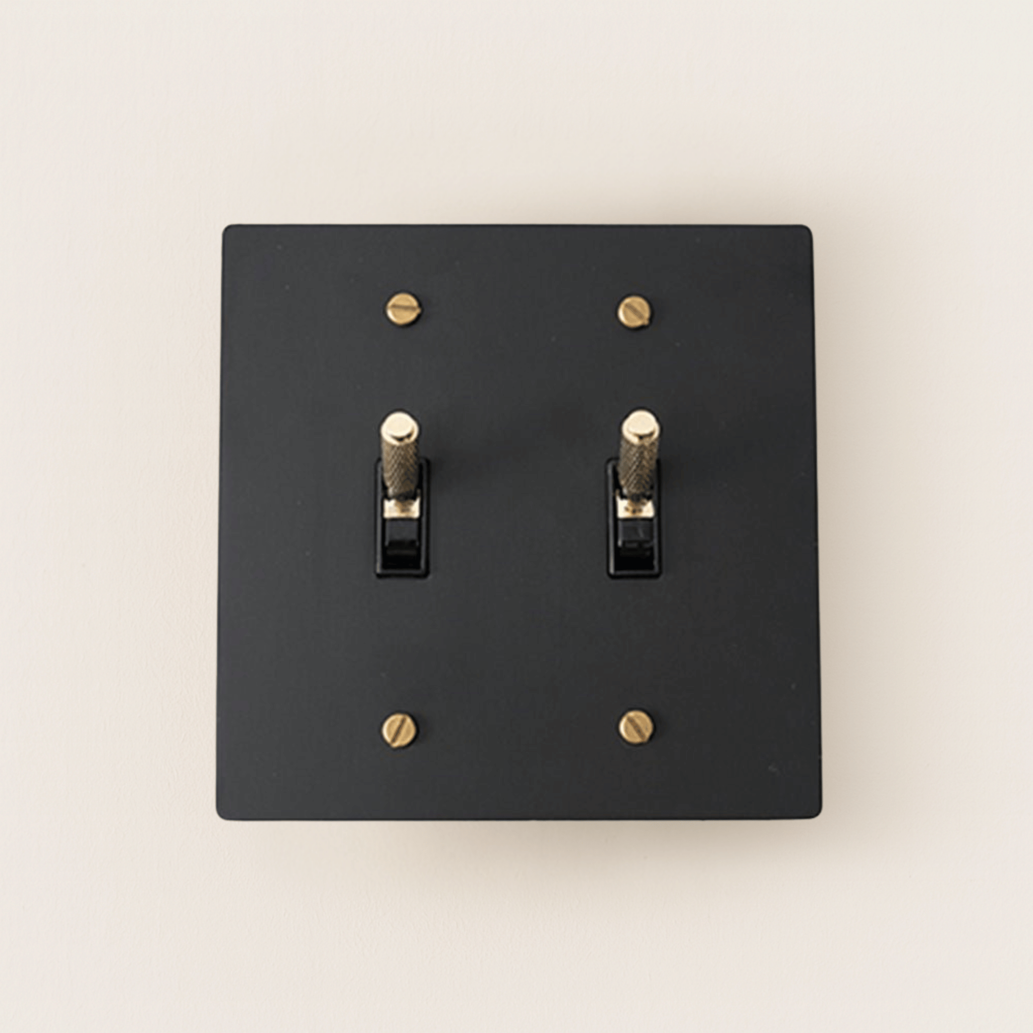 Black Brass Toggle Switch Panel Modern Home Design, 2TOGGLE, Single-Pole Switches, Mörkur Matte Panels