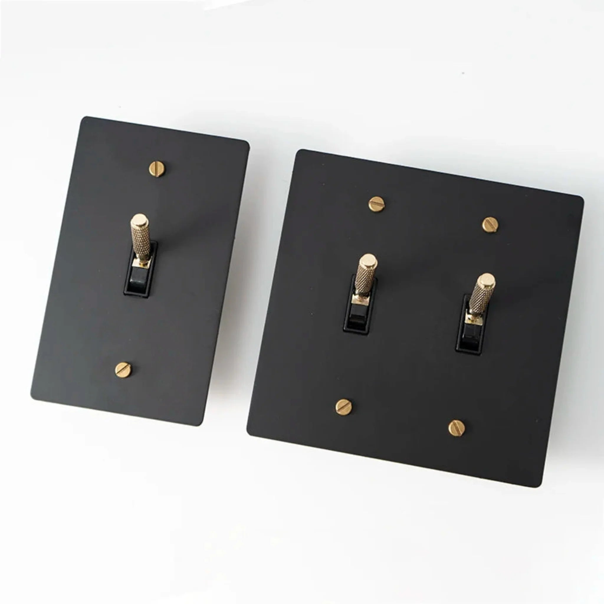 Black Brass Toggle Switch Panel Modern Home Design, Single-Pole Switches, Mörkur Matte Panels