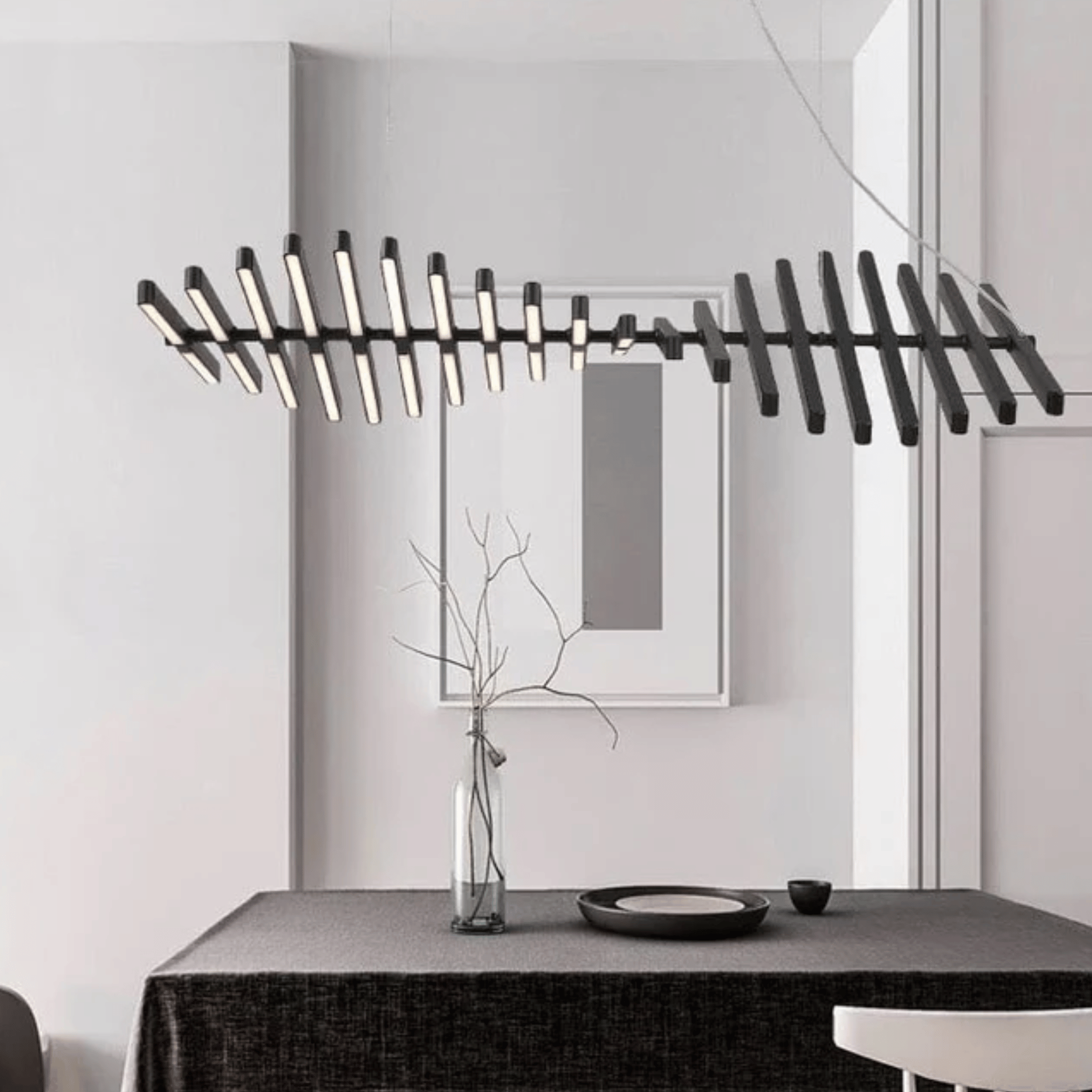 Black Dimmable LED Chandelier | Modern Ceiling Light, Medium, Chandeliers, Nattbue