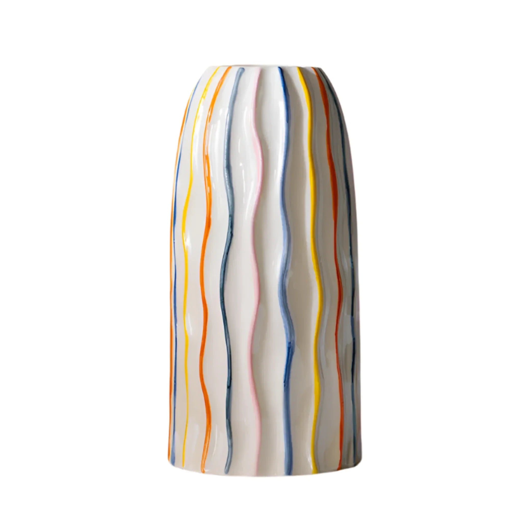 Randal Colorful Ceramic Vase — Nordic Stripe Design, Large, Vases, Multicolor Striped Decor