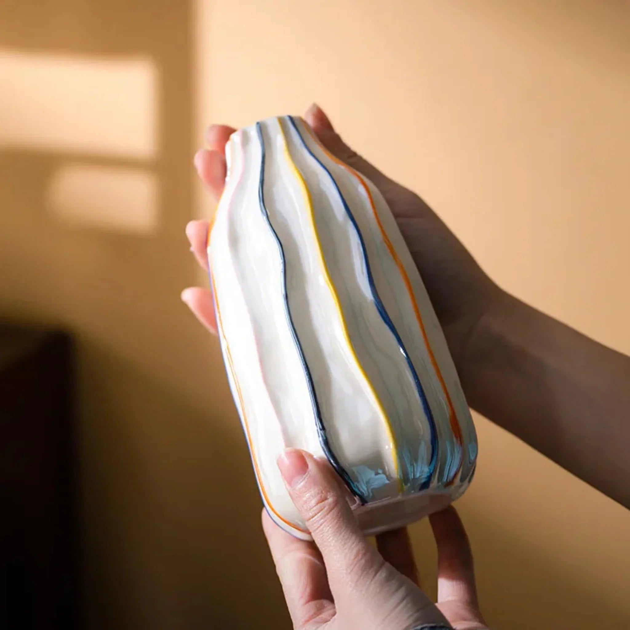 Randal Colorful Ceramic Vase — Nordic Stripe Design, Vases, Multicolor Striped Decor