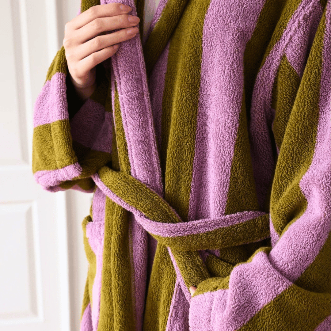 Randvik Stripe Organic Cotton Bathrobe Spa Feel, Robes, 100% Jacquard