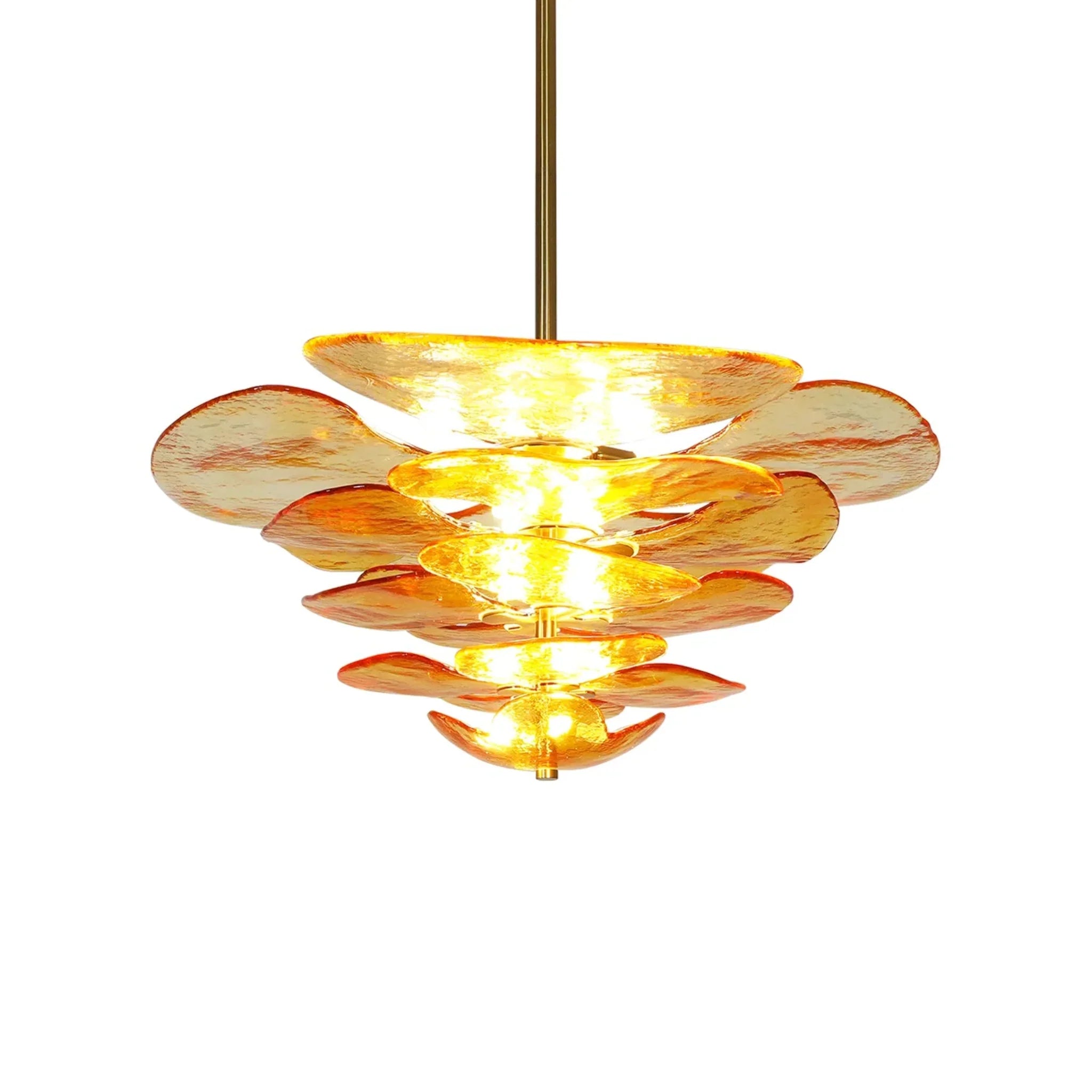 Amber Stained Glass Chandelier — Warm Nordic Glow, Ceiling Light Fixtures, Ravglo Handcrafted