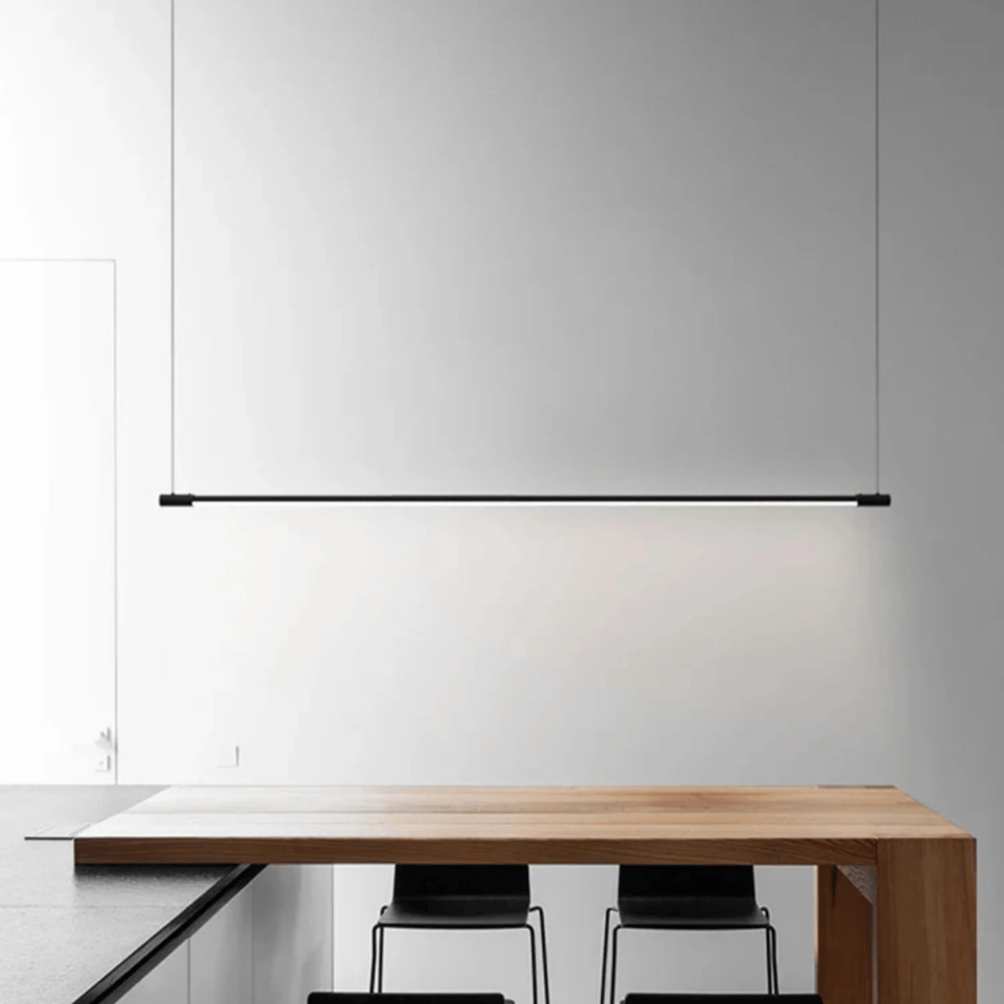 Rekke Linear LED Pendant Light for Modern Kitchens, Warm light, Ceiling Fixtures, Aluminum Black