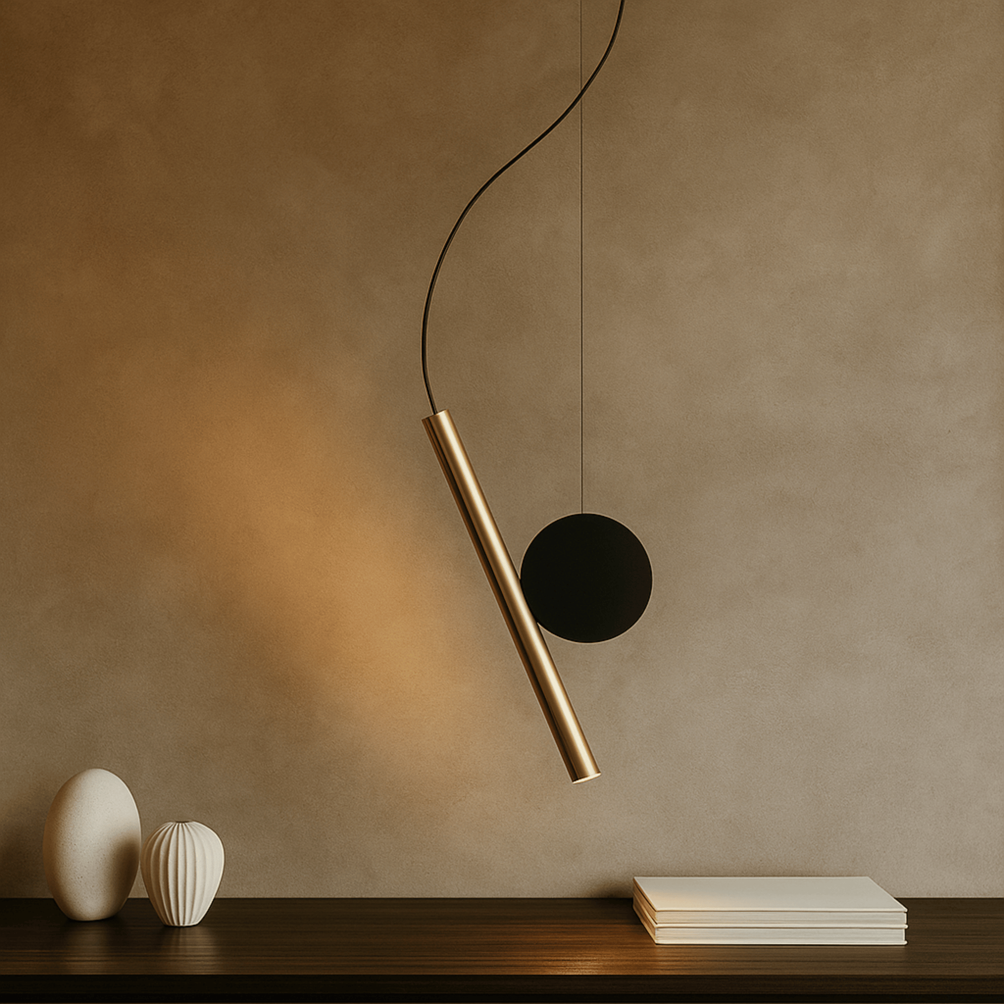 Rikta Adjustable LED Pendant Light for Modern Homes, Golden, Ceiling Fixtures, Minimalist